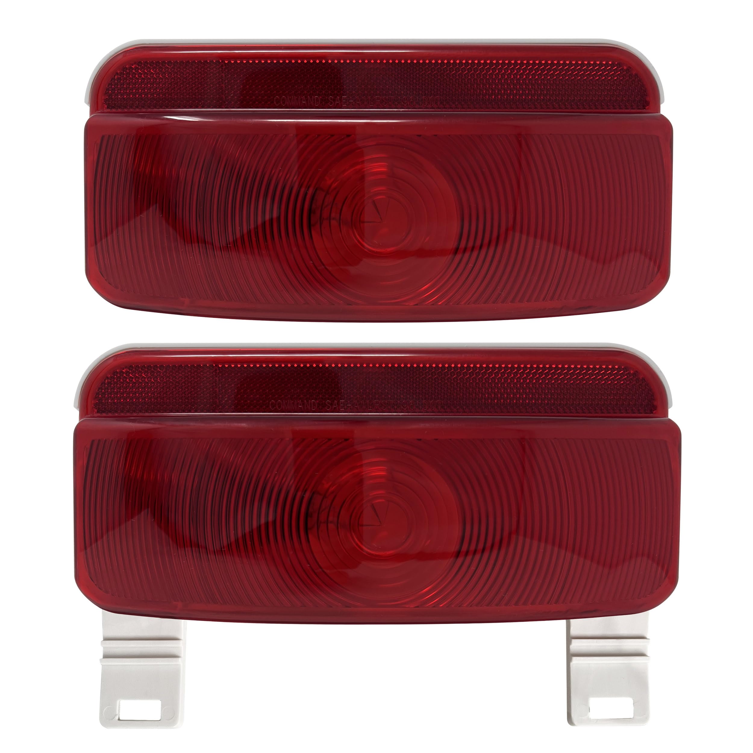 Command Electronics RV Camper Trailer Stop Turn Brake Tail Lights/License Light/White Base/Pair