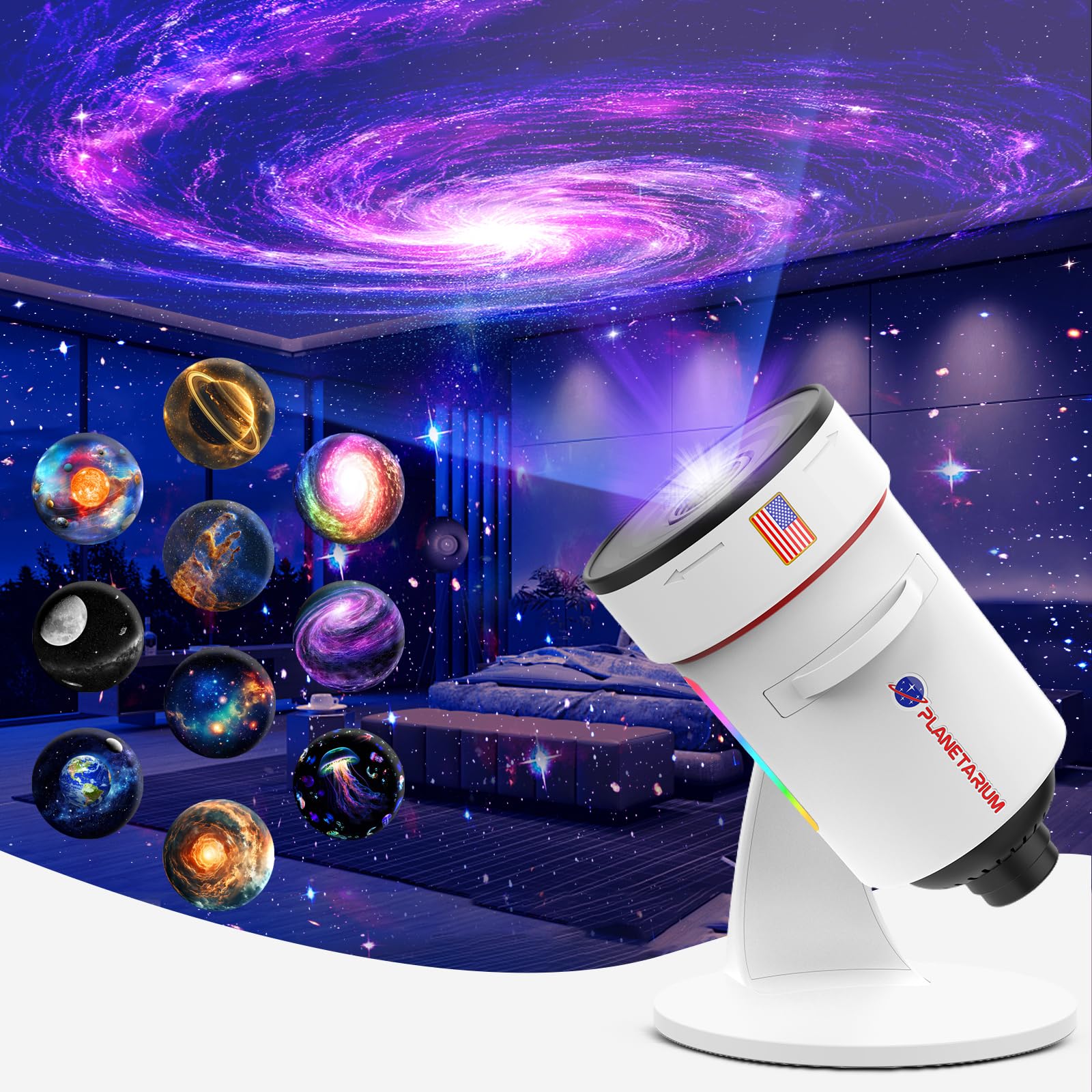 [2025 Upgraded] Galaxy Projector, Hd Brighter Wider Projection Planetarium Star Projector With 7-Color Night Light Realistic Sta