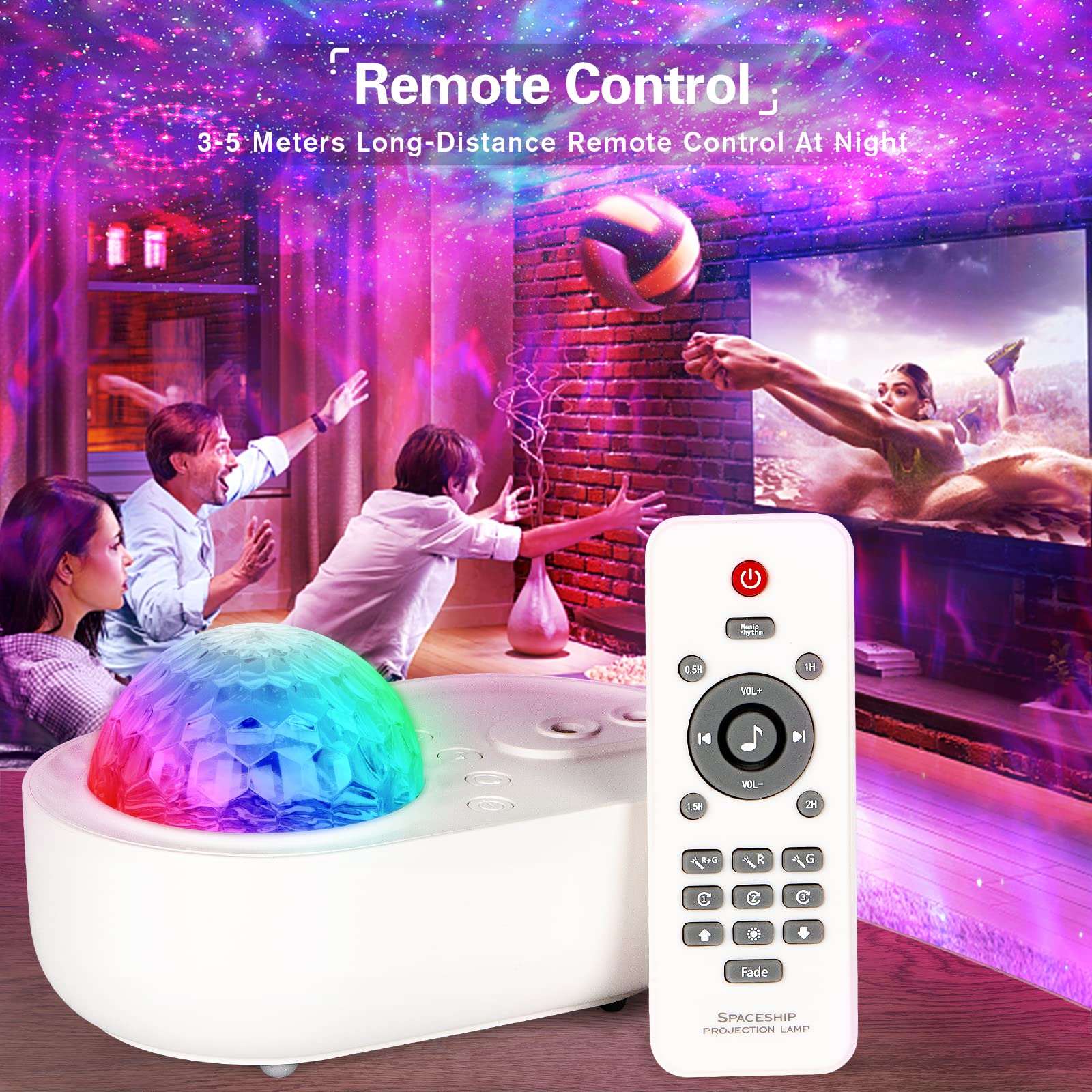 ONXE Star Projector - LED Nebula Cloud with Bluetooth Speaker, Remote Control, Multicolor, Model K-1069 for Bedroom & Home Theater