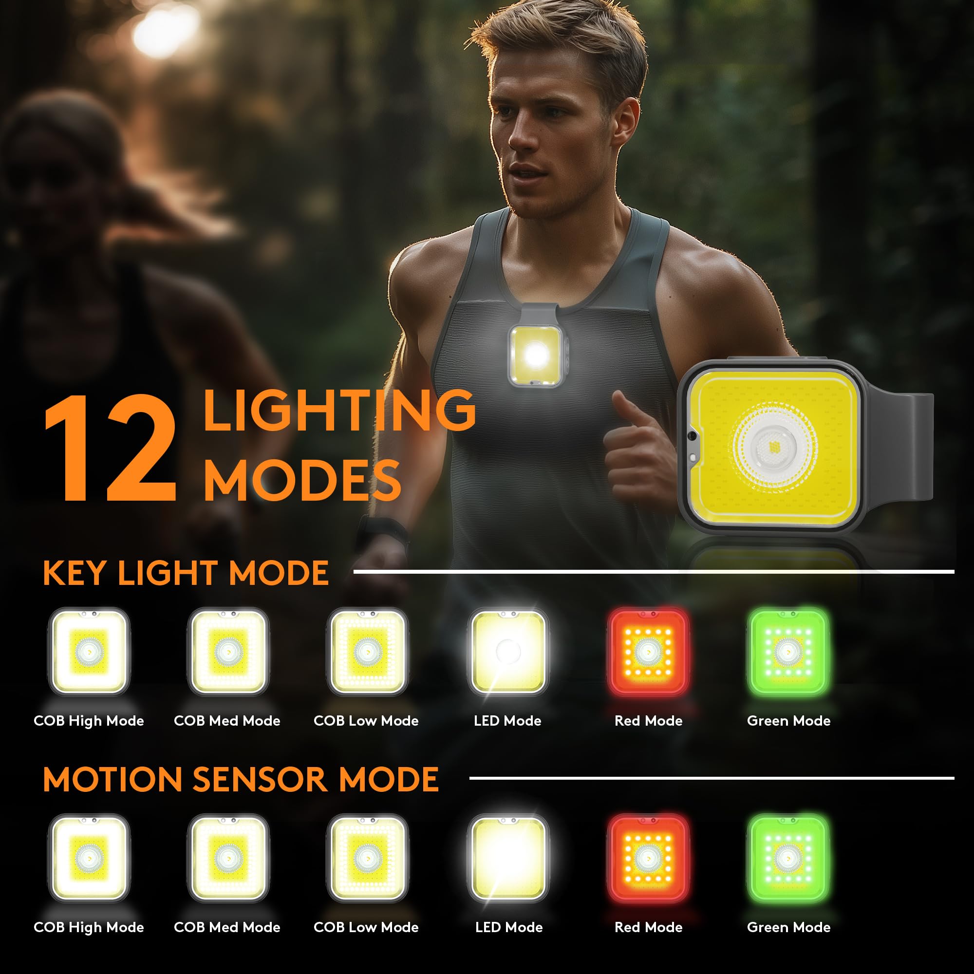 Yls Rechargeable Running Light, 12 Modes, High Visibility, Tuff Grey, Model ZIAU-4884