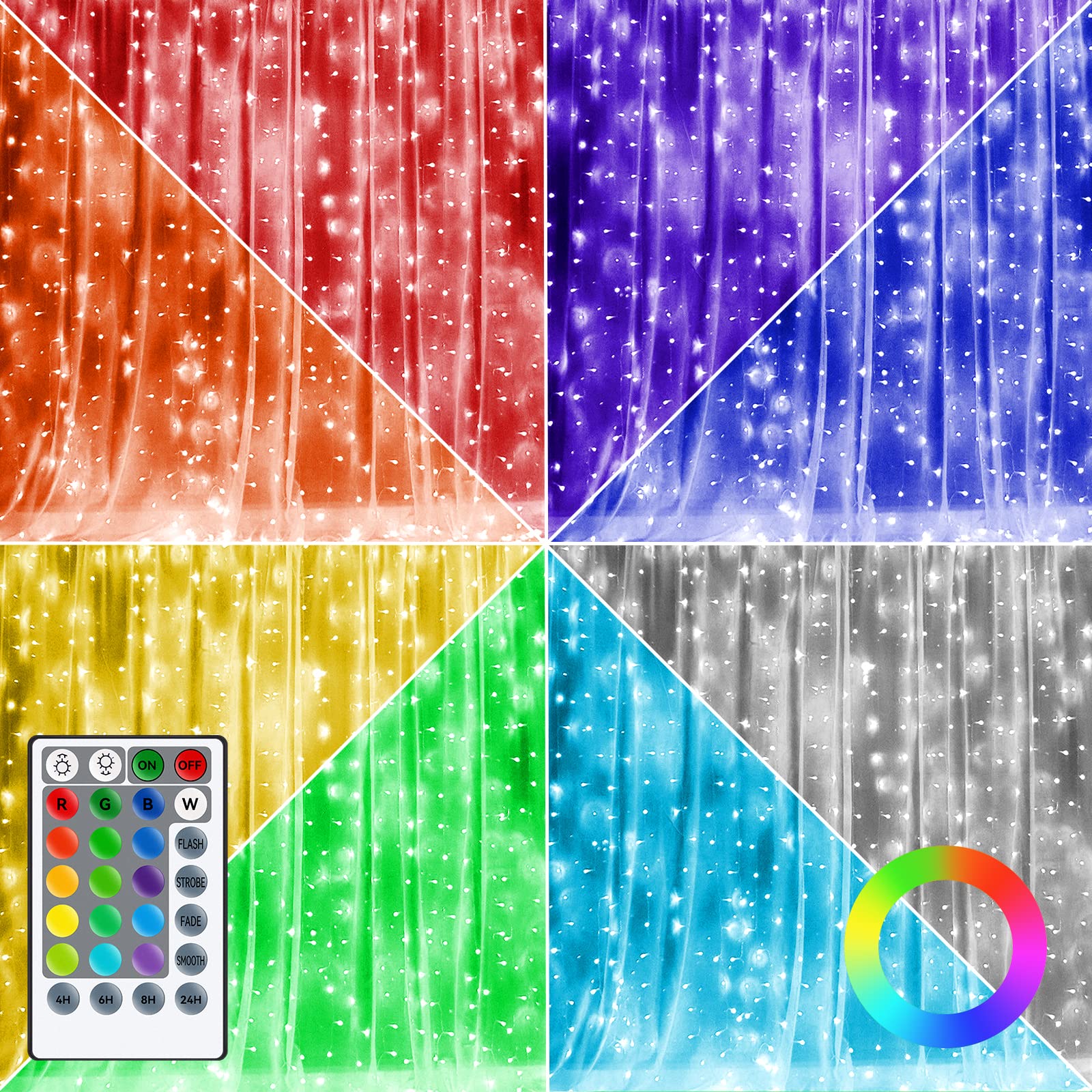 Dazzle Bright 300 LED RGB Color Changing Copper Fairy Lights, Remote, USB Powered, Icicle Design for Indoor/Outdoor Decor