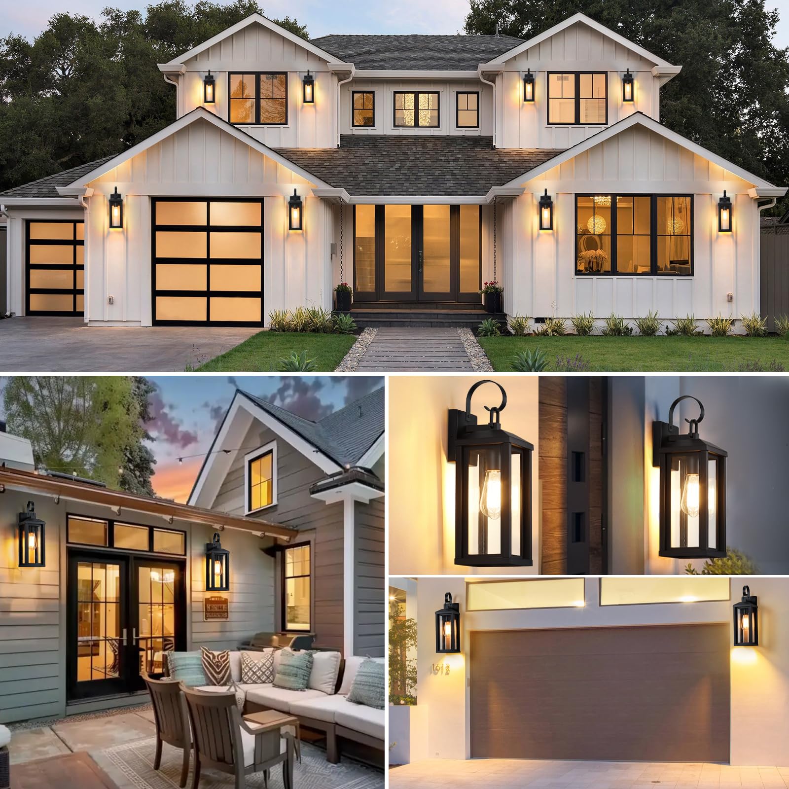 Snru Large Black Outdoor Wall Lights Exterior 2Pack, 16.8'' Waterproof Modern Front Porch Lights Outdoor Wall Sconces Lights Fix
