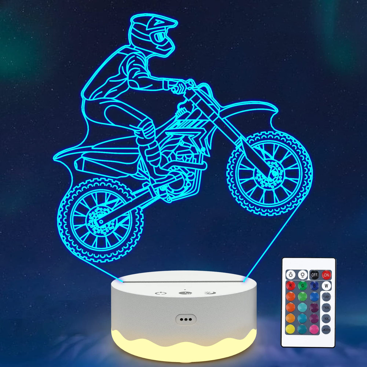 Dirt Bike toys, Motocross 3D Night Light for Xmas Holiday Birthday Motorcycle Fan Gifts for Dirt Bike Lovers Riders Boys Men wit