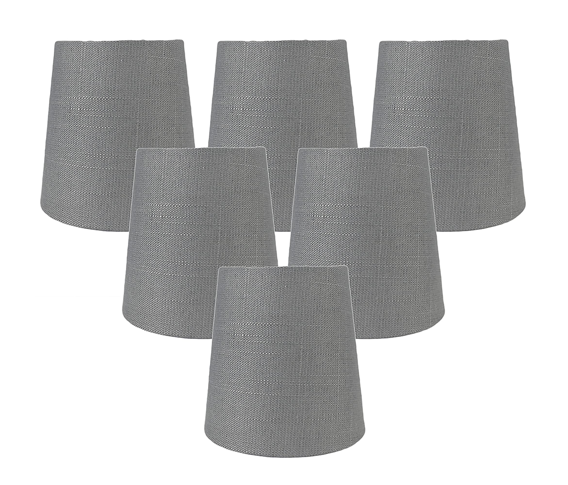 Meriville Set of 6 Graphite Linen Clip On Chandelier Lamp Shades, 3.5-inch by 4.5-inch by 4.5-inch