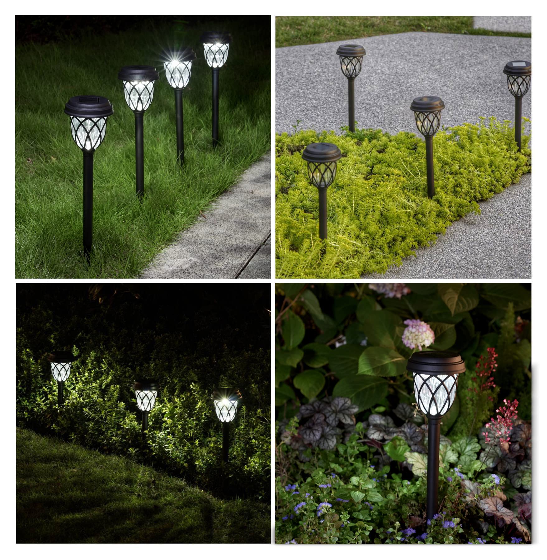 Excmark 10 Pack Solar Lights - Outdoor Garden Pathway Lights, Cool White, Plastic For Walkways, Sidewalks, And Driveways