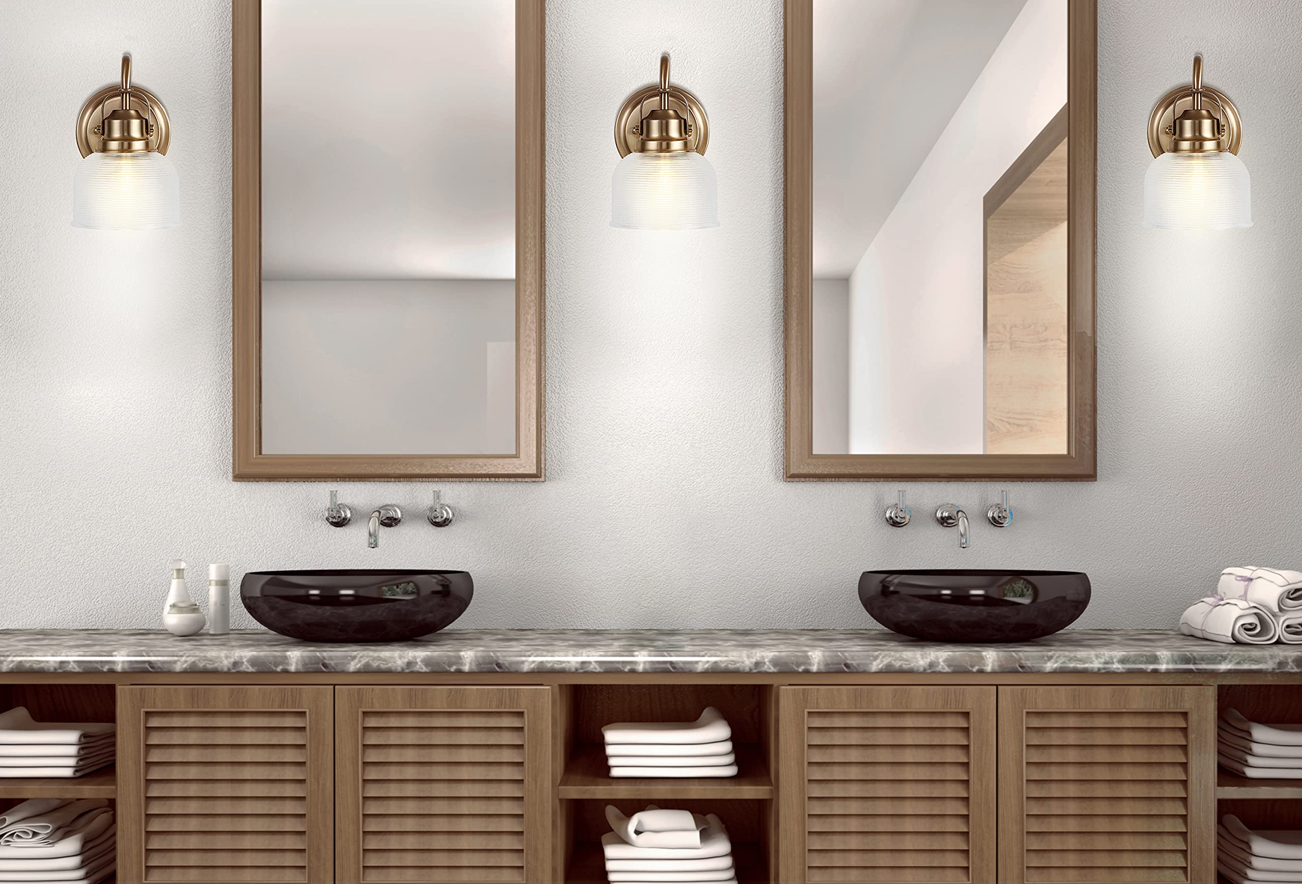 JONATHAN Y Virginia 1-Light LED Vanity Light Brass Gold Metal/Glass JYL7407B