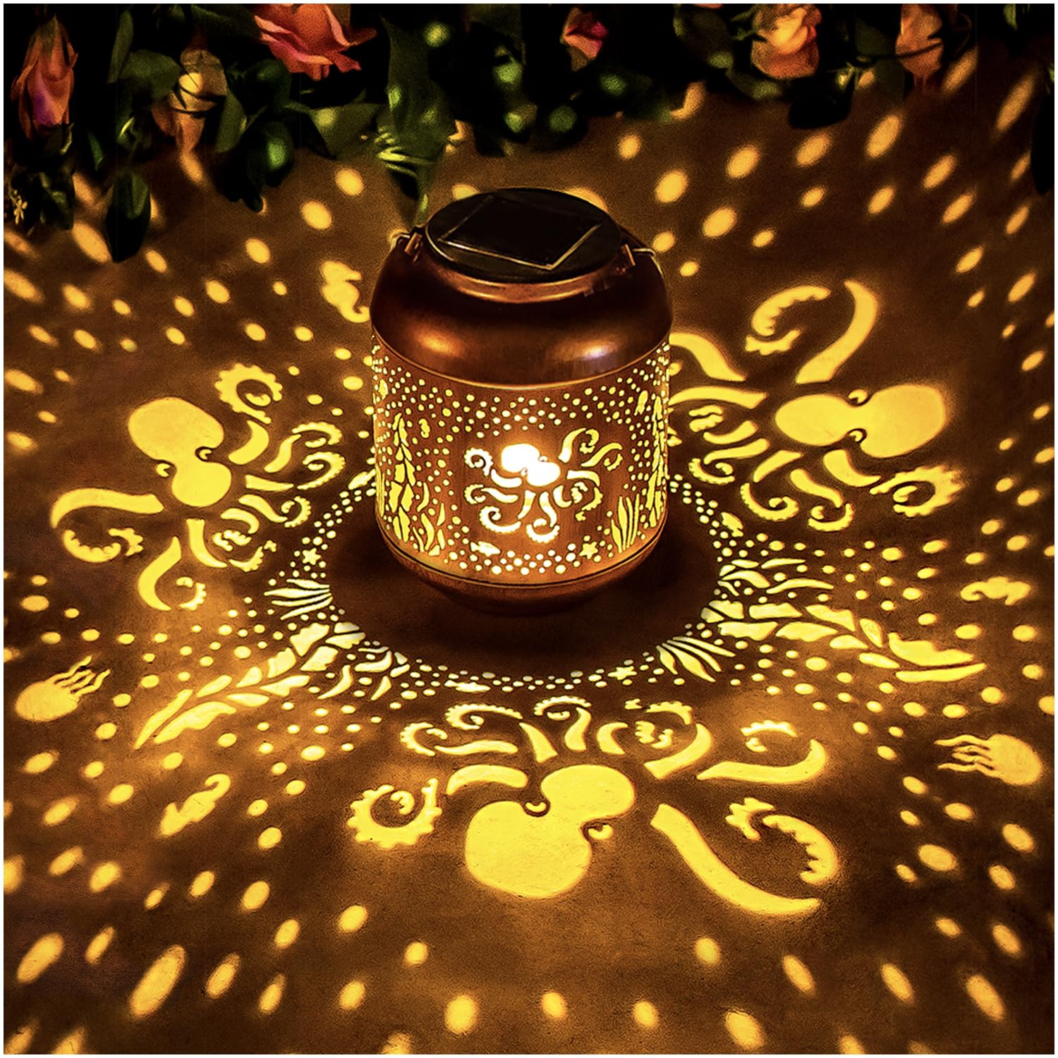 Octopus Solar Lanterns Outdoor Waterproof,Hanging Solar Lights Octopus Gifts for Women Men Metal LED Decorative Light for Yard,P