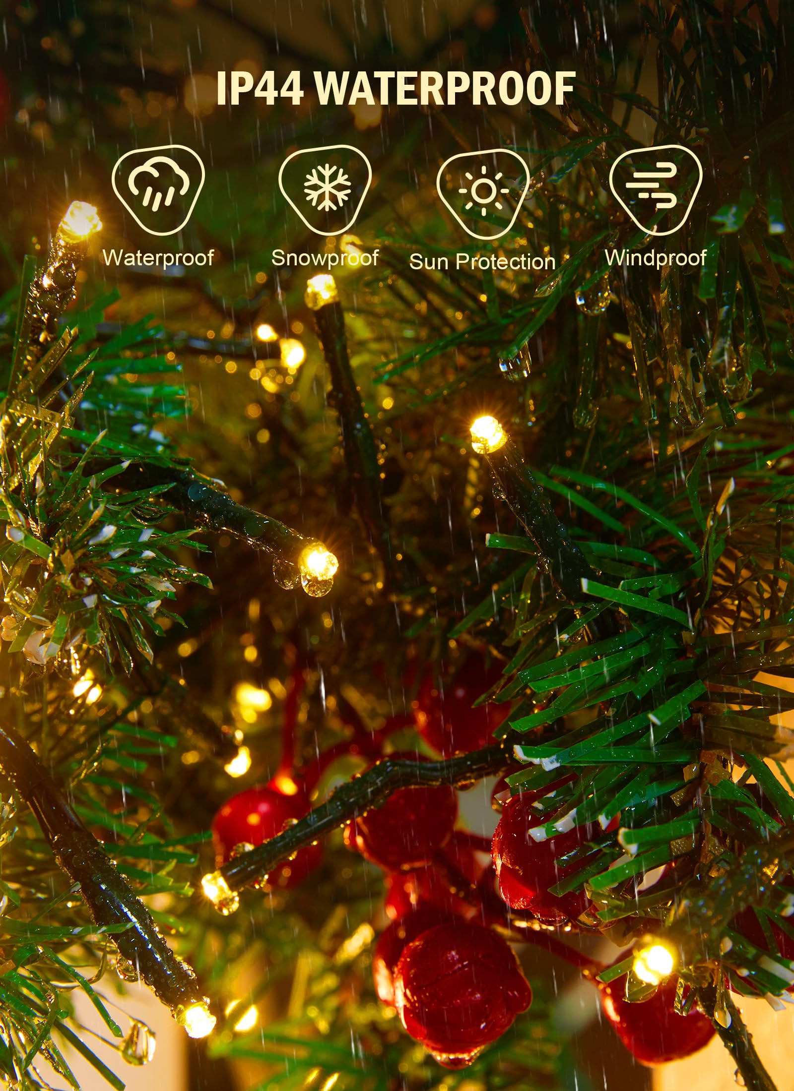 Christmas Lights Outdoor Cluster Lights - 1000Leds 50Ft 4X Bright 8 Modes Timer Remote, Waterproof Plug In Fairy String Lights, Christmas Tree Lights For Garland Window Xmas Decorations, Warm White