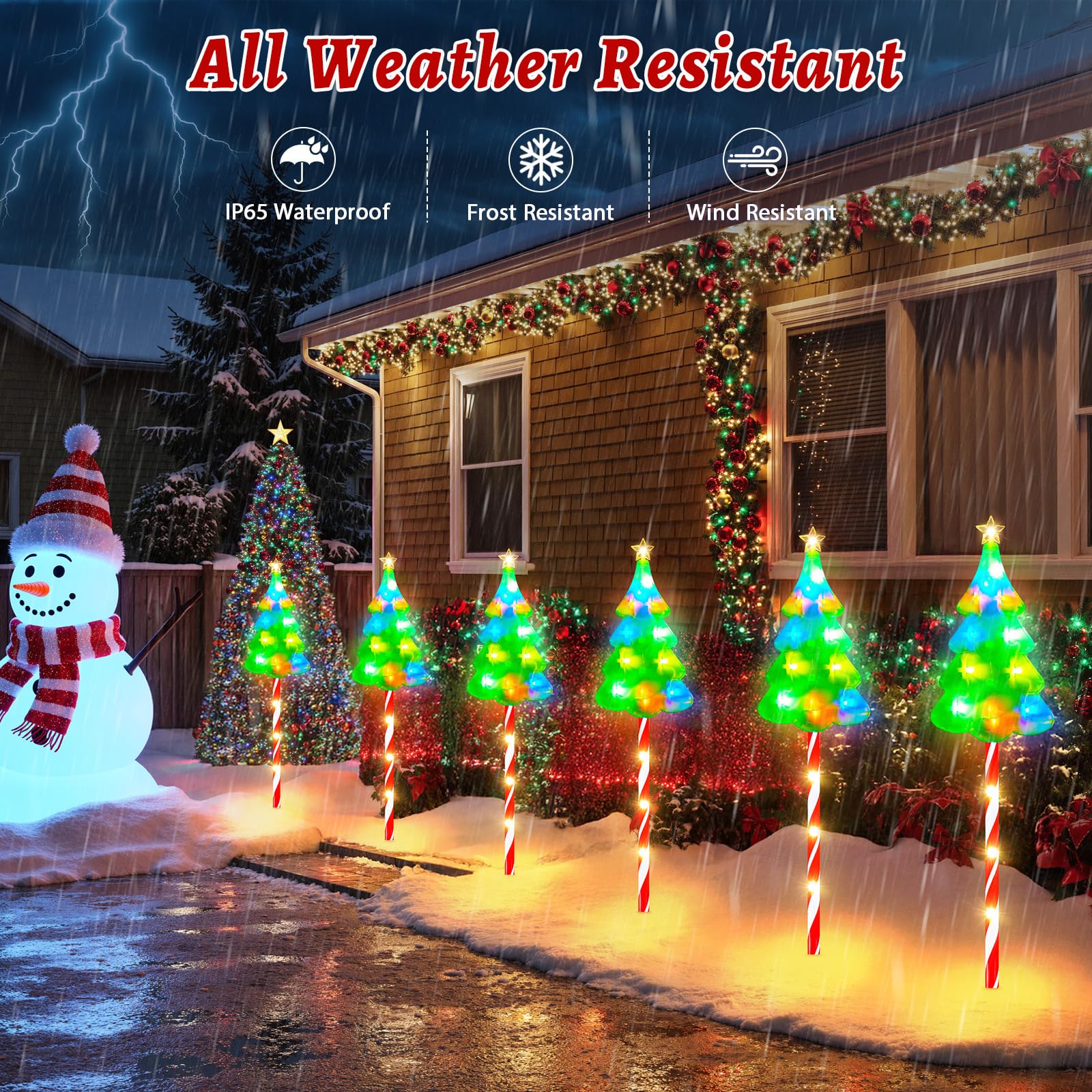 BONLION 12 Pack Solar Christmas Lights - 10 Modes, 204 LEDs, Waterproof, Multicolor, Model SD-006 for Outdoor Garden Pathway Decor