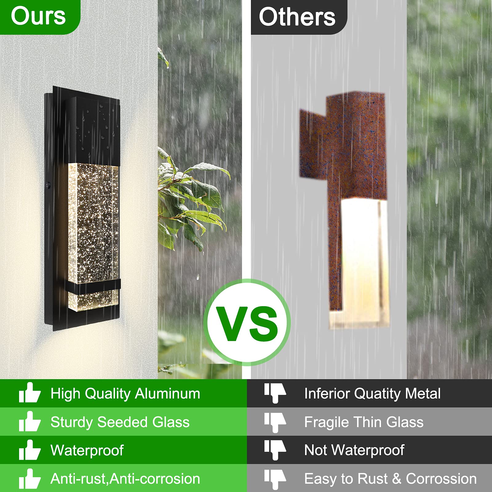 Partphoner Modern Wall Sconce, Led Wall Light With Crystal Bubble Glass Modern Porch Light Outdoor Indoor Wall Fixture 12W Lumen