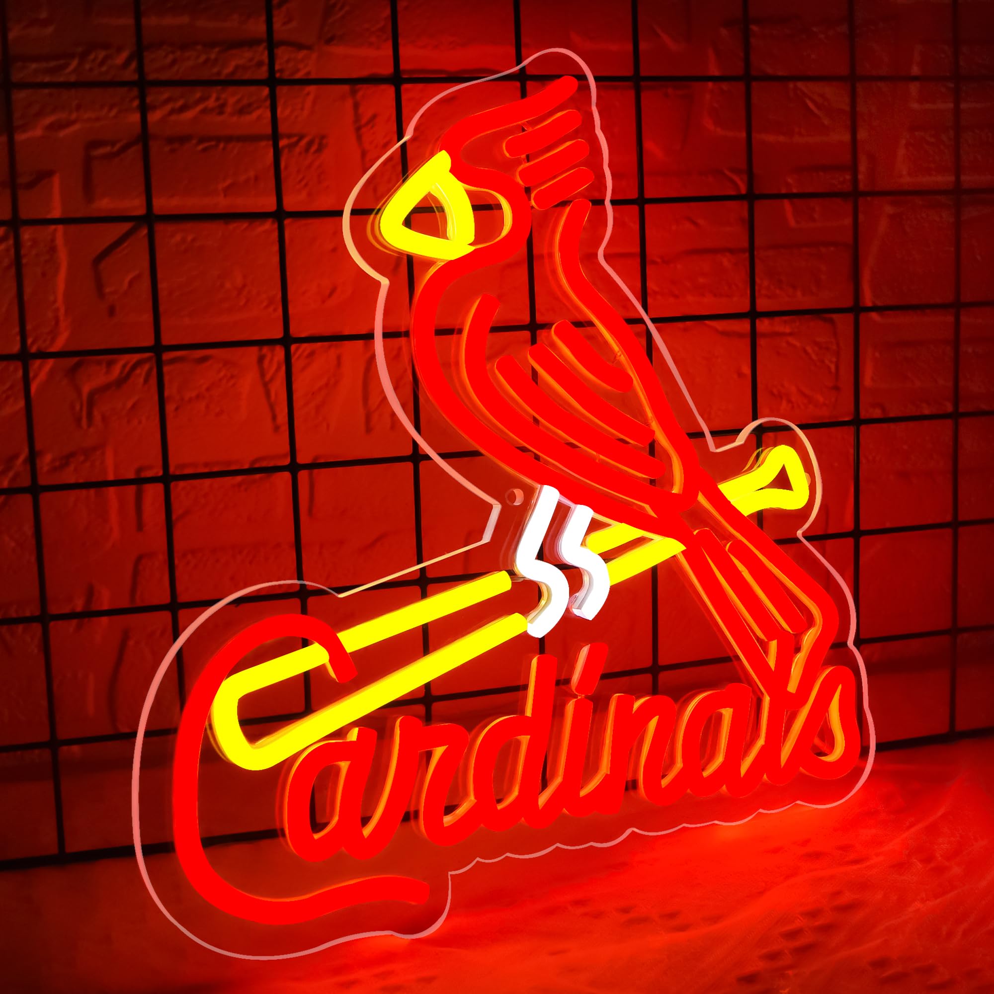 Brineon Baseball Neon Sign - LED Wall Decor for Man Cave, 13x13.4 In, Red Yellow, Acrylic, Model ZYLD134