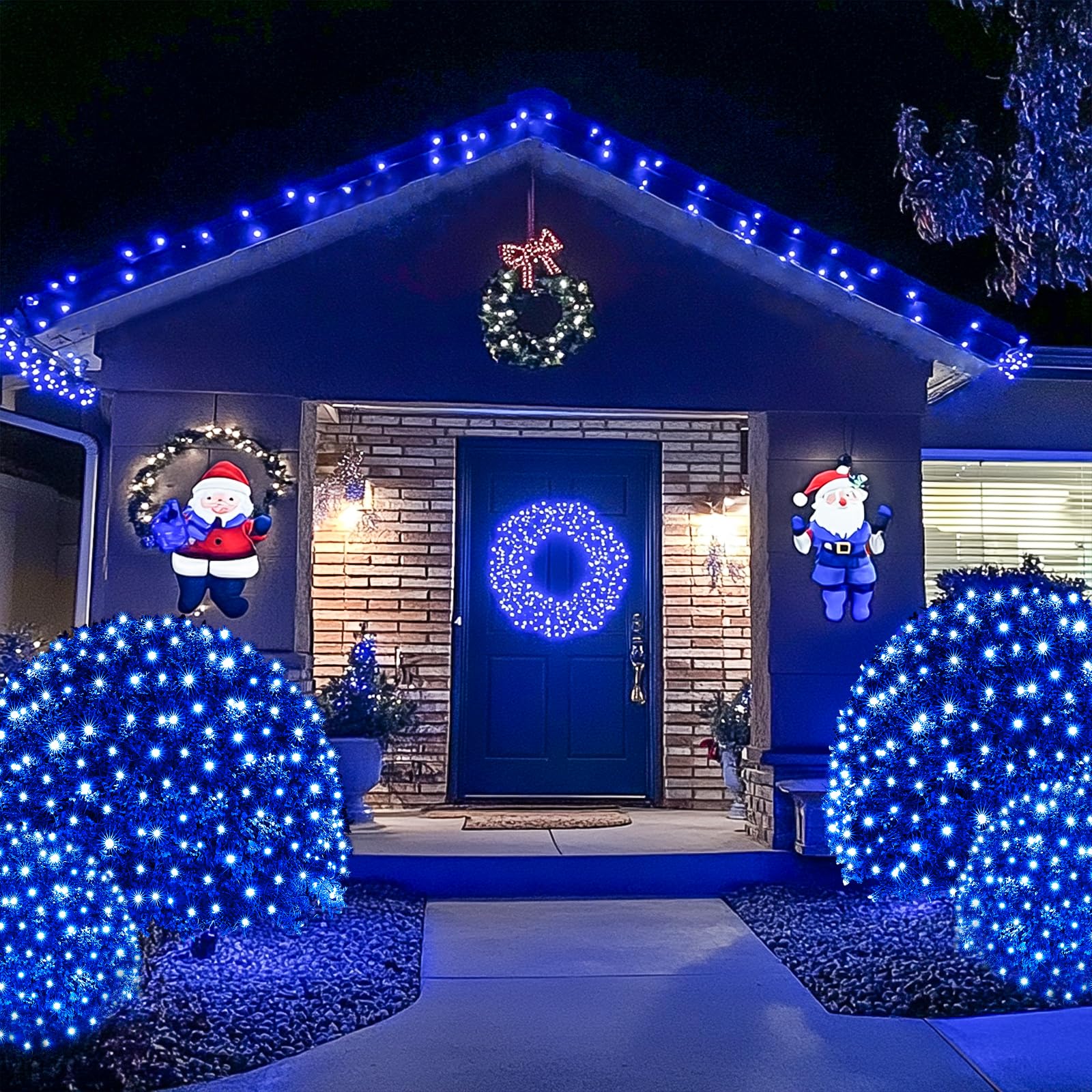 JMEXSUSS 200 LED Blue Christmas Net Lights, 9.8ft x 6.6ft, Connectable, Waterproof, Remote, 8 Modes