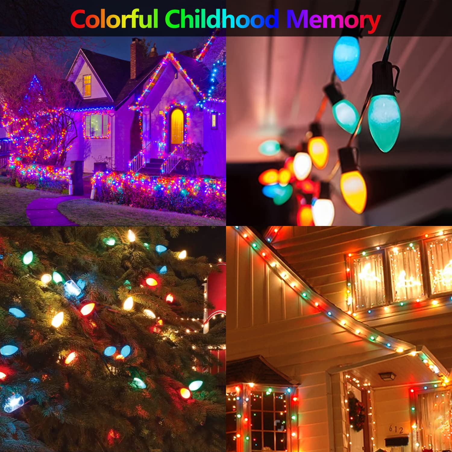 Pasuto C7 Christmas Replacement Bulbs, 25 Pack Multicolor Ceramic Light Bulbs For Christmas Outdoor Indoor String Lights, E12/C7