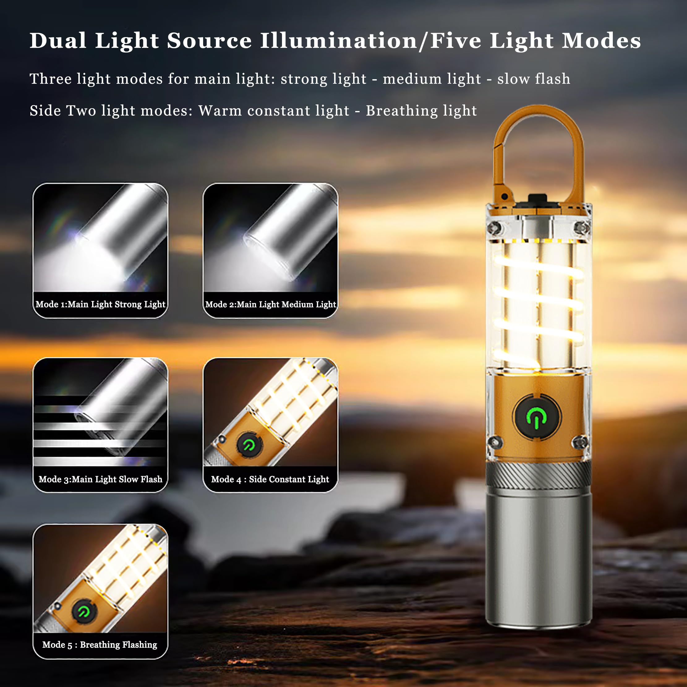 Aijolenly High Power Flashlight 100000 Lumen Rechargeable 6 Modes Small Orange Model XST-M26