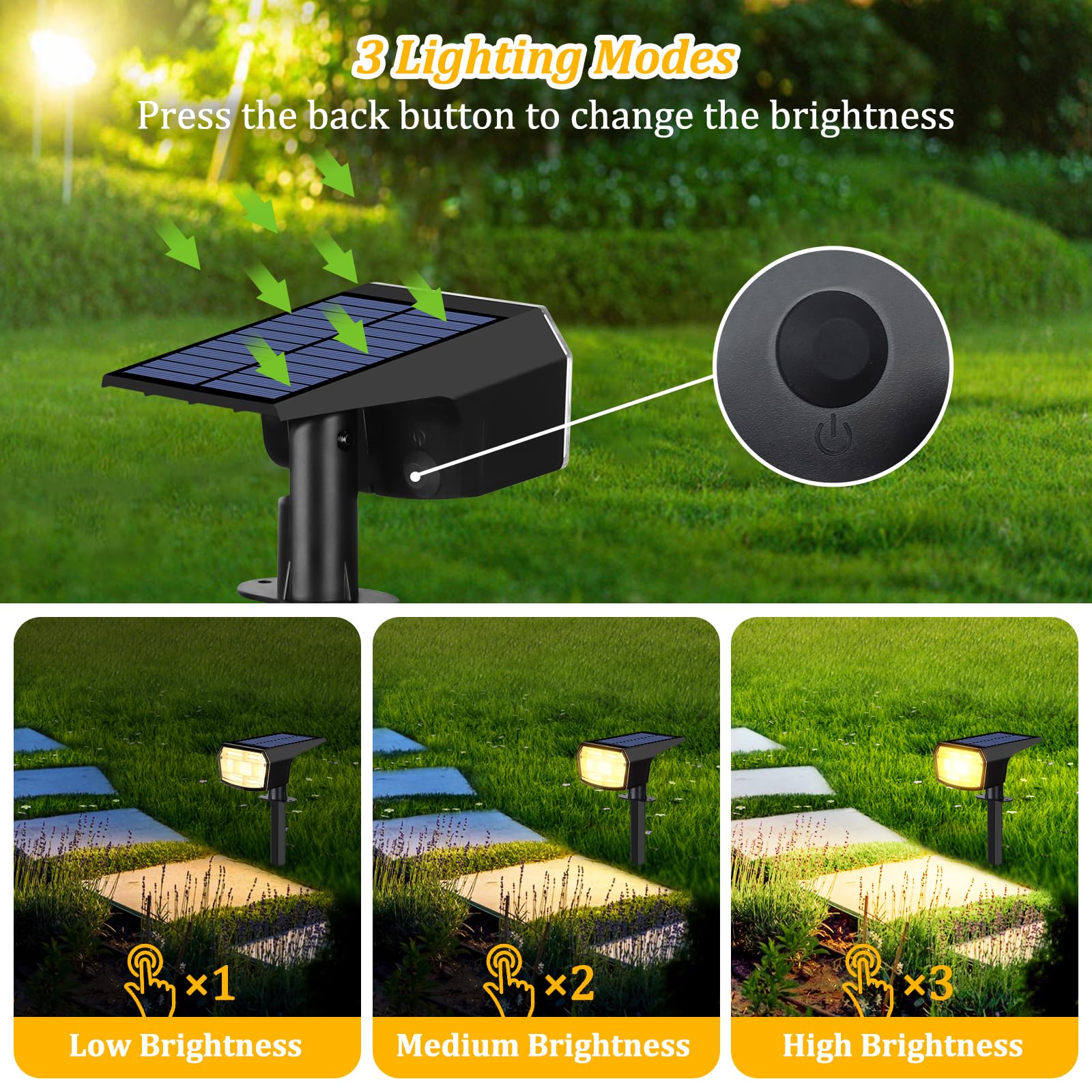 Sucolite 8-Pack Solar Spot Lights Outdoor, 59 Led Solar Lights Outdoor Waterproof, Outdoor Solar Lights For Yard With 3 Lighting