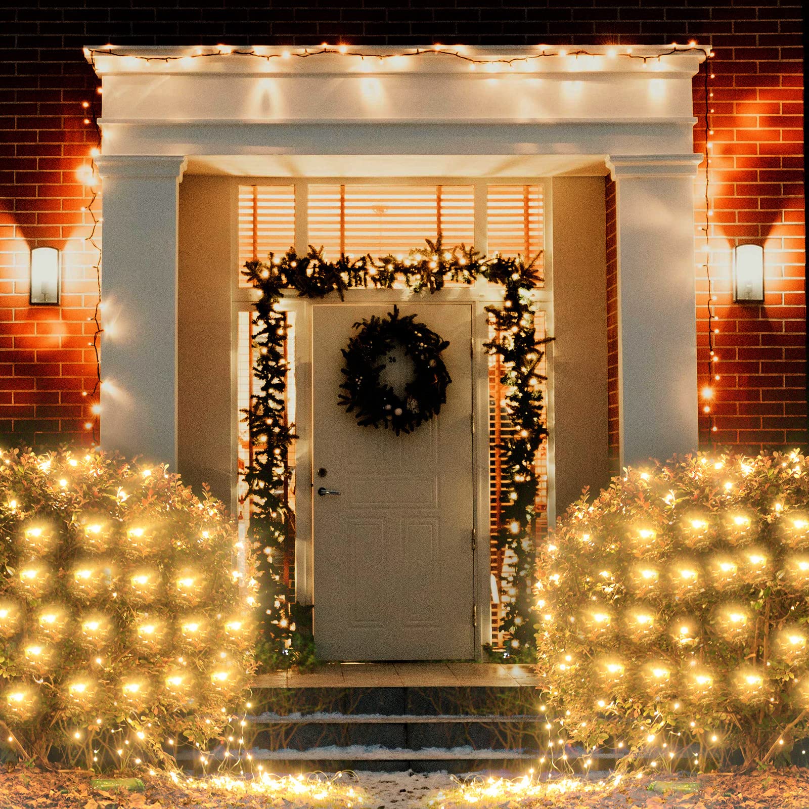 Pooqla Warm White LED Christmas Net Lights, 360 LEDs, 21ft x 5ft, Connectable, Model LR-(1-1000) L-SL01