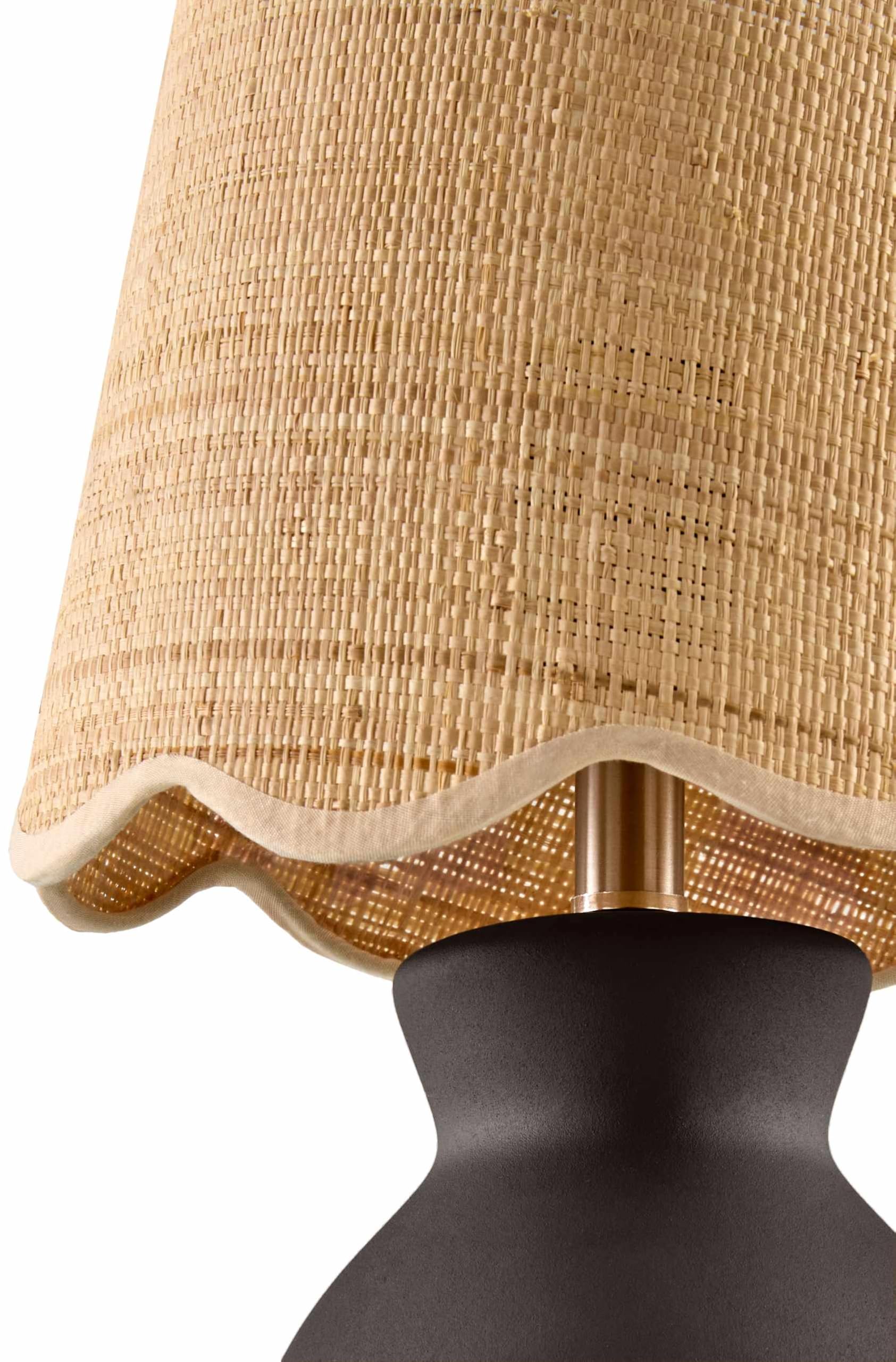 BoutiqueRugs Boho Ceramic and Jute Bedside Table Lamp - 15in H - Black, Beige - Model SPXZVC9-076