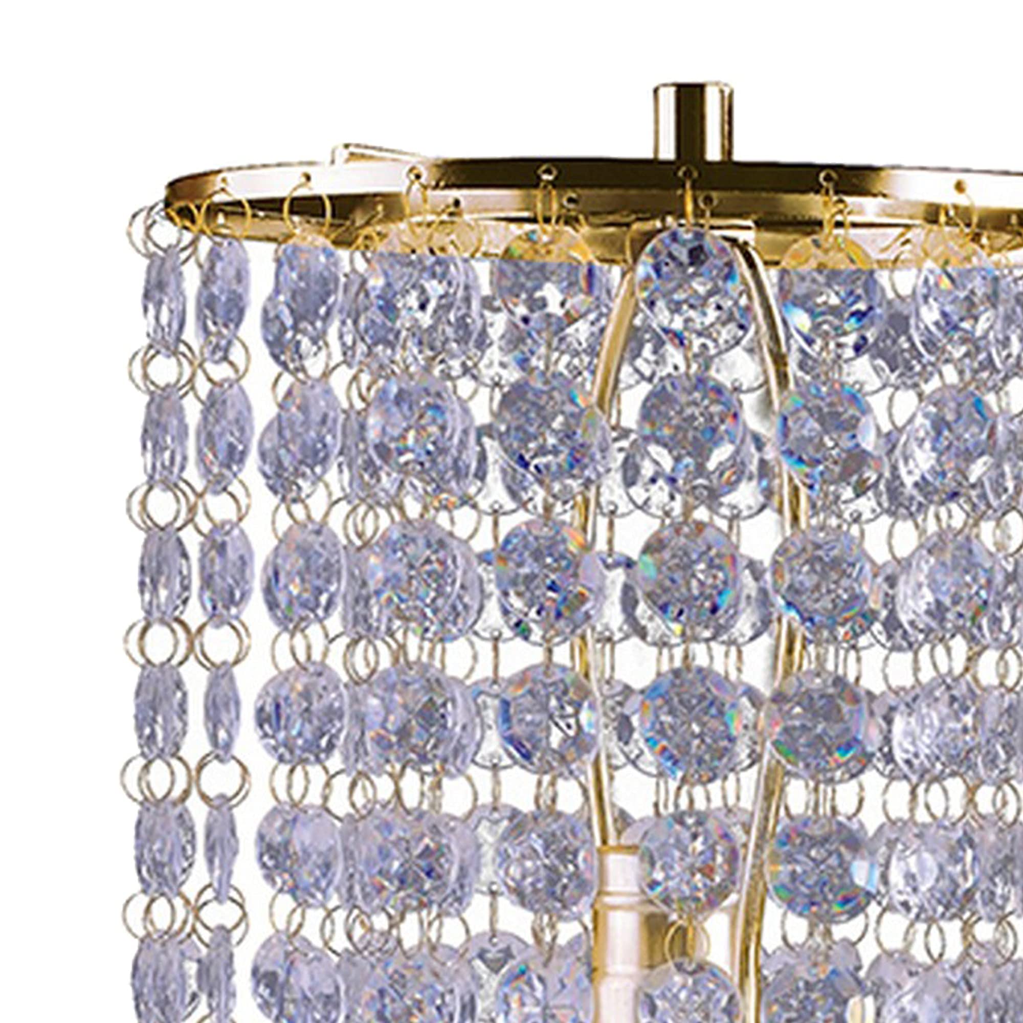 Benzara Metal Stalk Design Table Lamp with Hanging Crystals, Gold, Model BM240890
