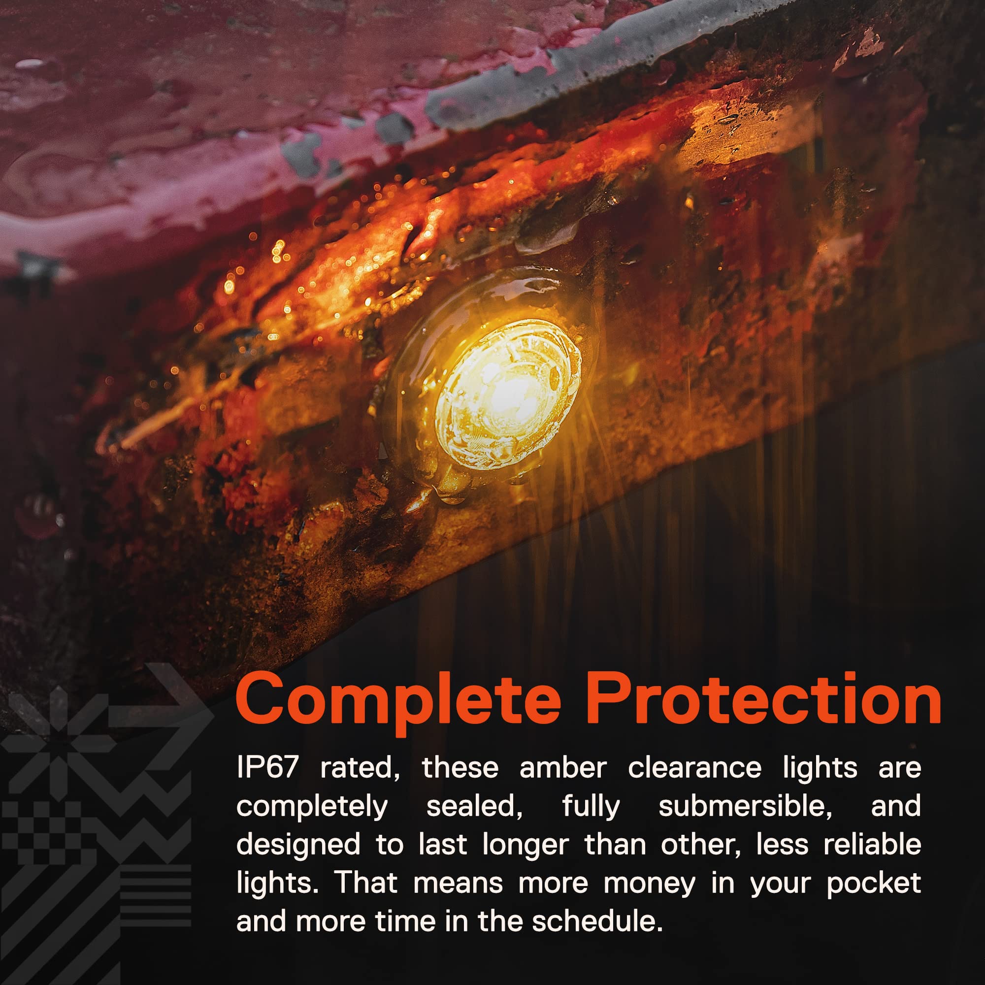 ONLINE LED STORE 10pc Amber Round LED Trailer Marker Lights - IP67 Waterproof, DOT Approved, project piece Style