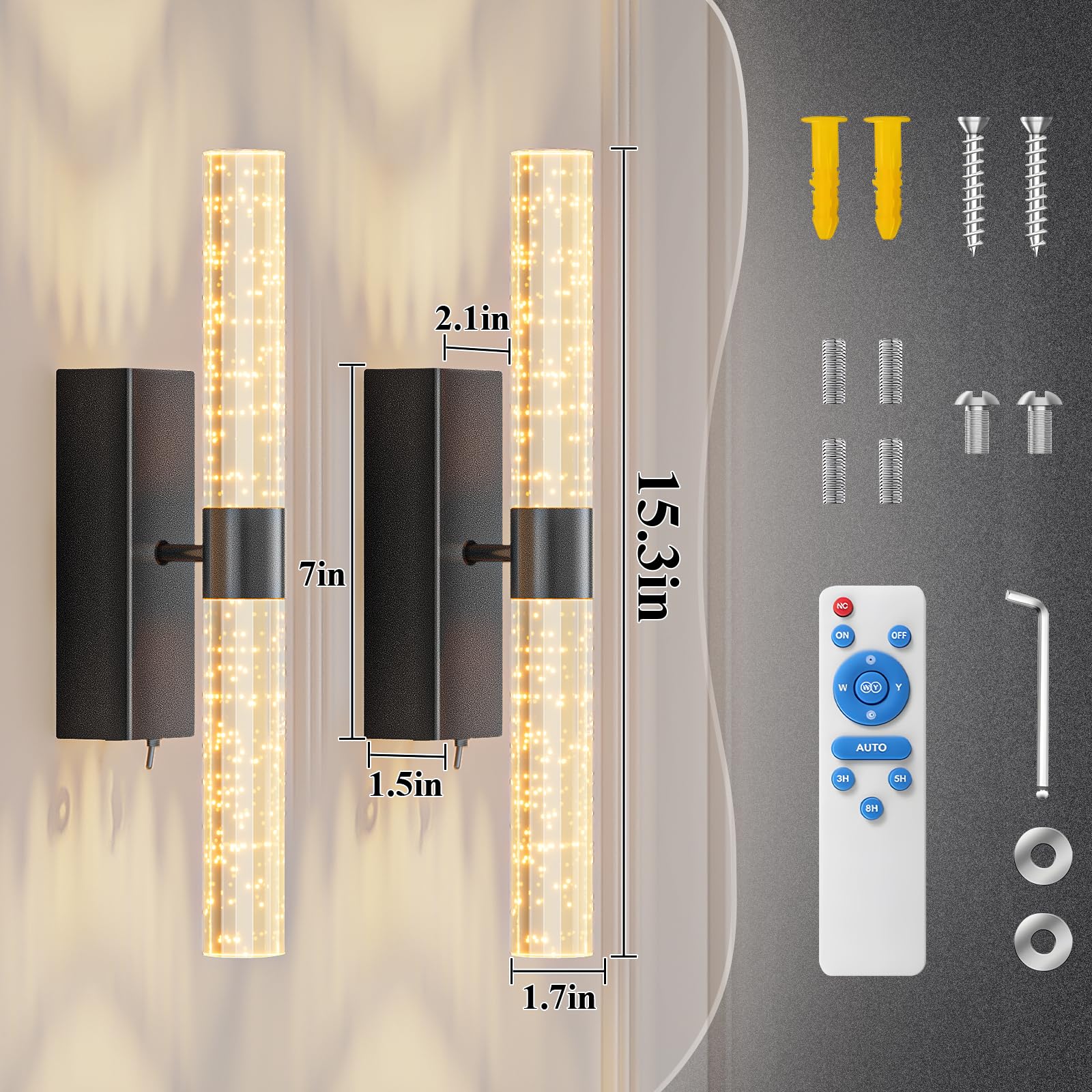 Camuucci Battery Operated Black Wall Sconce 12000Mah Rechargeable Battery Powered Wall Lighting Indoor Not Hardwired Dimmable Wa