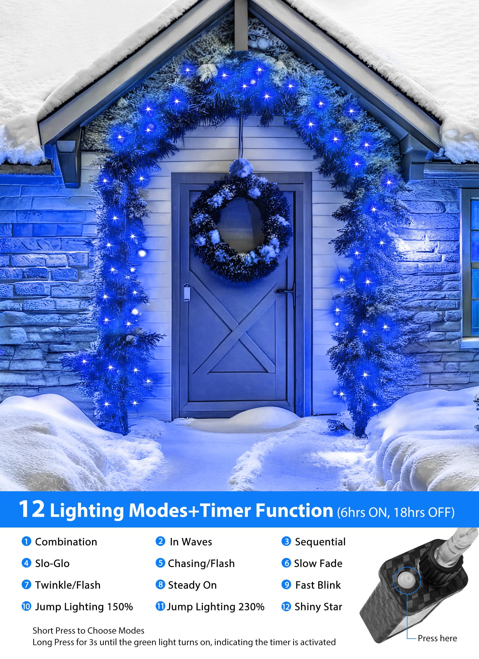 Minetom Christmas Lights Outdoor Cluster Lights - 200 Led 10 Ft Christmas Firecrackers String Lights, 12 Modes Timer Waterproof