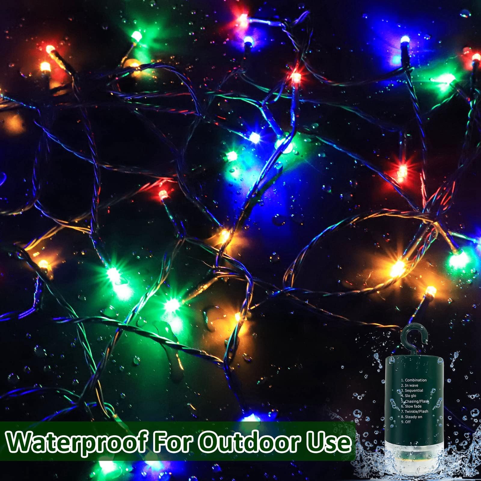 Turnmeon Christmas Decoration Colorful Fairy Lights Battery Operated, Green Wire Mini Light With Waterproof,Timer,Remote Control