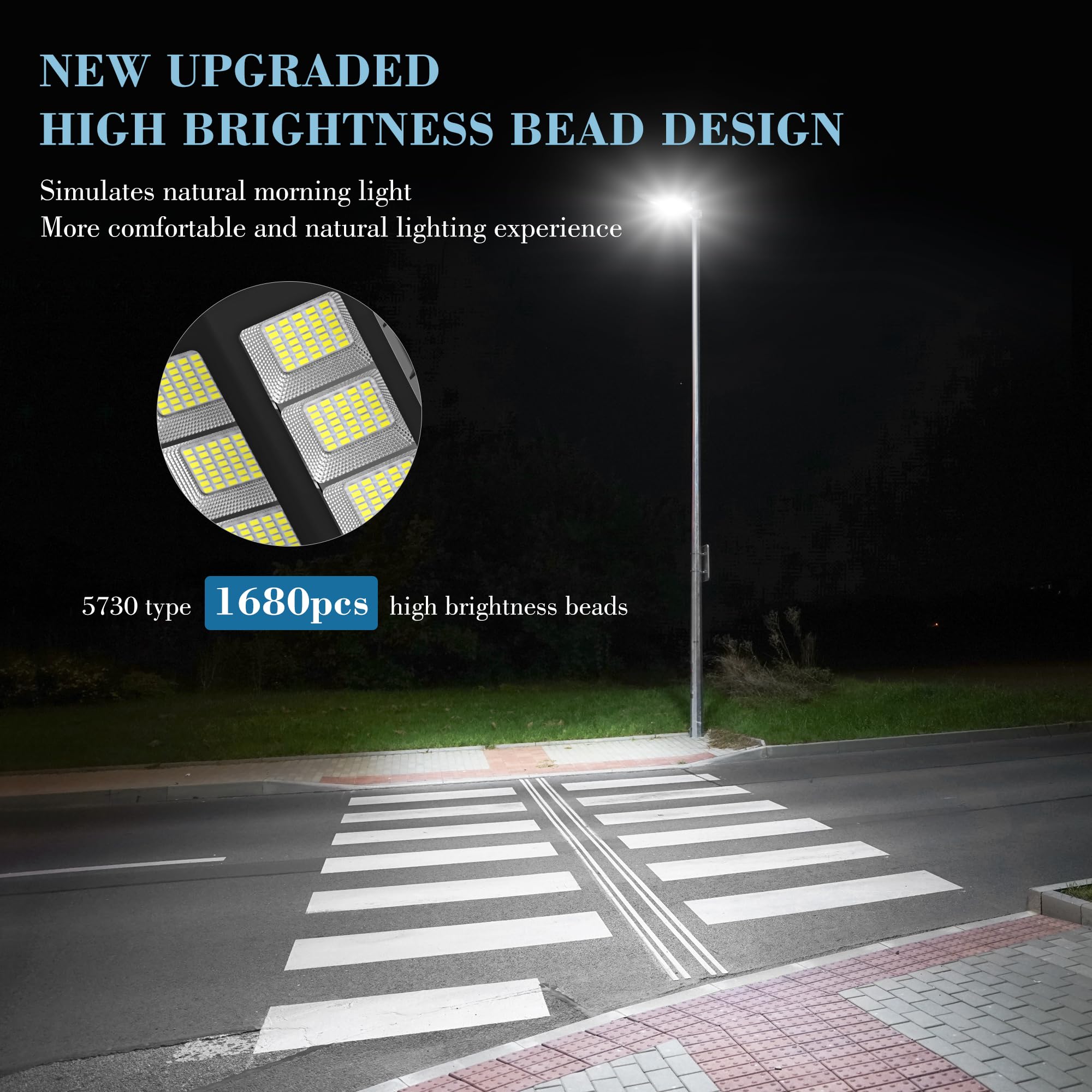 Okpro 9800W Solar Street Lights Outdoor - 7000K Wide Angle Solar Lights Outdoor With Motion Sensor & Dusk To Dawn, Ip66 Waterpro