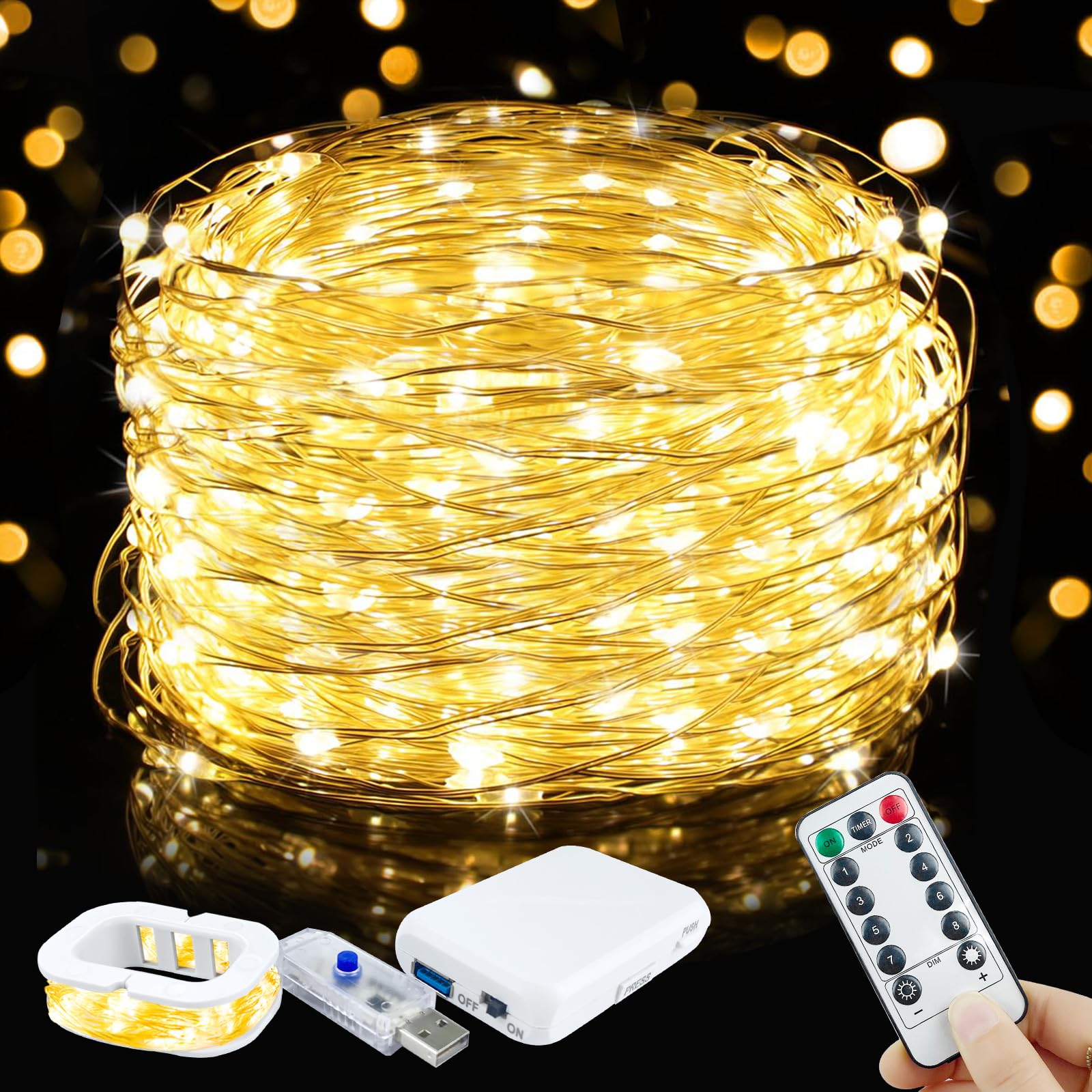 ZGWJ LED Fairy Lights Battery Operated, 50 LED 16FT Copper Wire Mini String Lights Waterproof for Bedroom,Halloween,Christmas,Pa