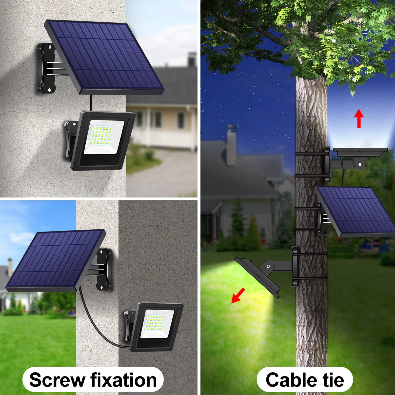 Solar Lights Outdoor Bright Solar Flood Lights 4400Mah 5500K Dusk To Dawn Led Solar Security Light Auto On/Off With 16.4Ft Cable
