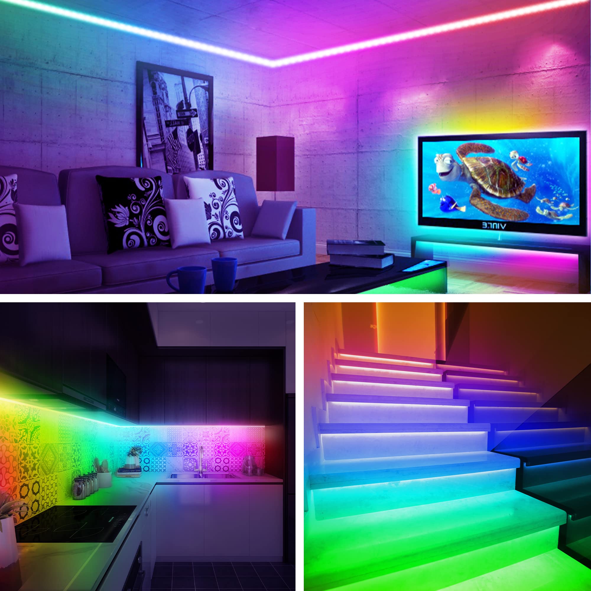 Maylit Icrgb Tv Led Backlight Kit, 6.56Ft Bluetooth Lights For 24-60In Tvs, Remote & App Control, Music Sync, Bias Lighting