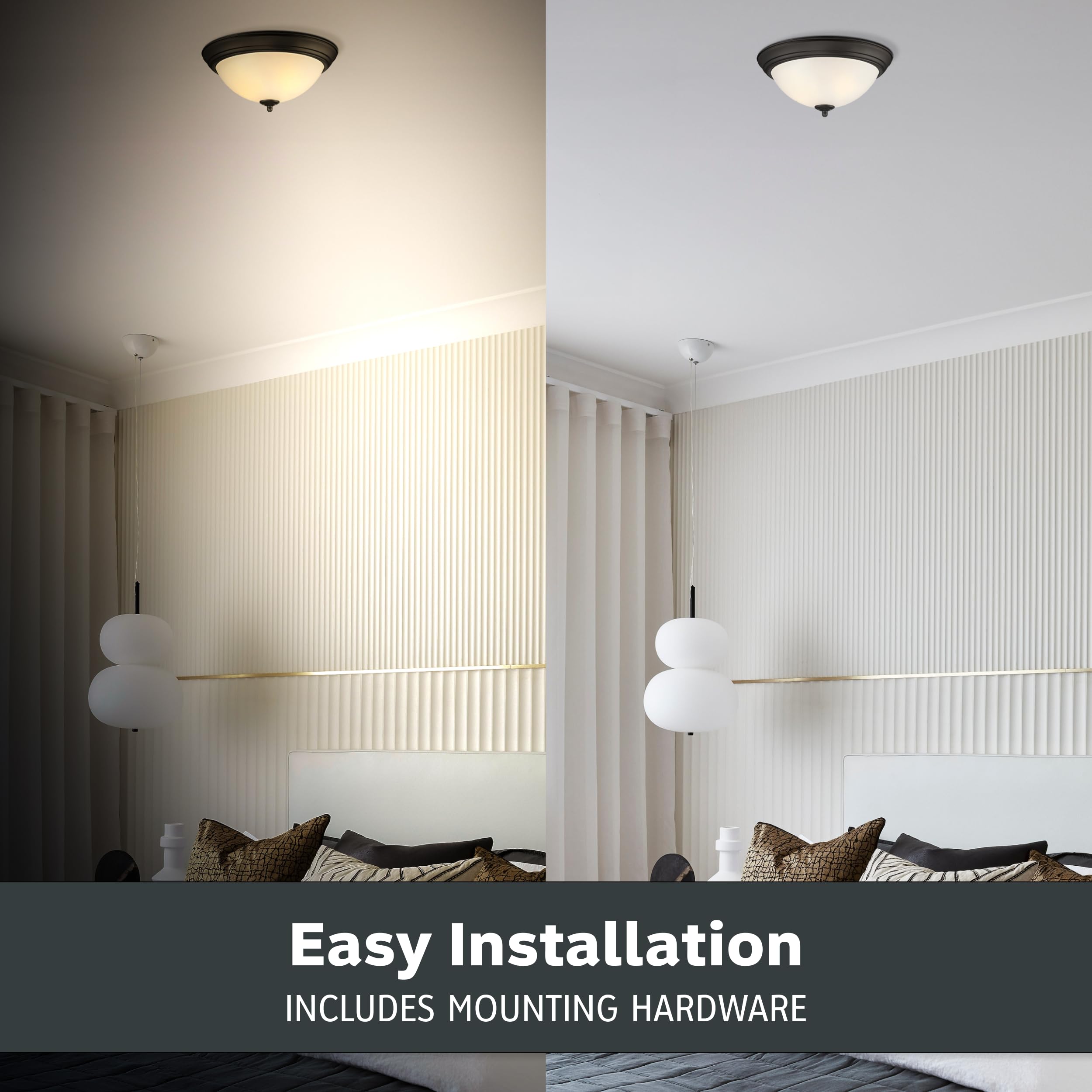 Designers Fountain Flush Mount Ceiling Light, 2-Pack, 13 Inch Led Frosted Glass Lighting Fixture For Kitchen, Bedroom, Bathroom, And Hallway, Oil Rubbed Bronze, D333M-13Fm-Orb2