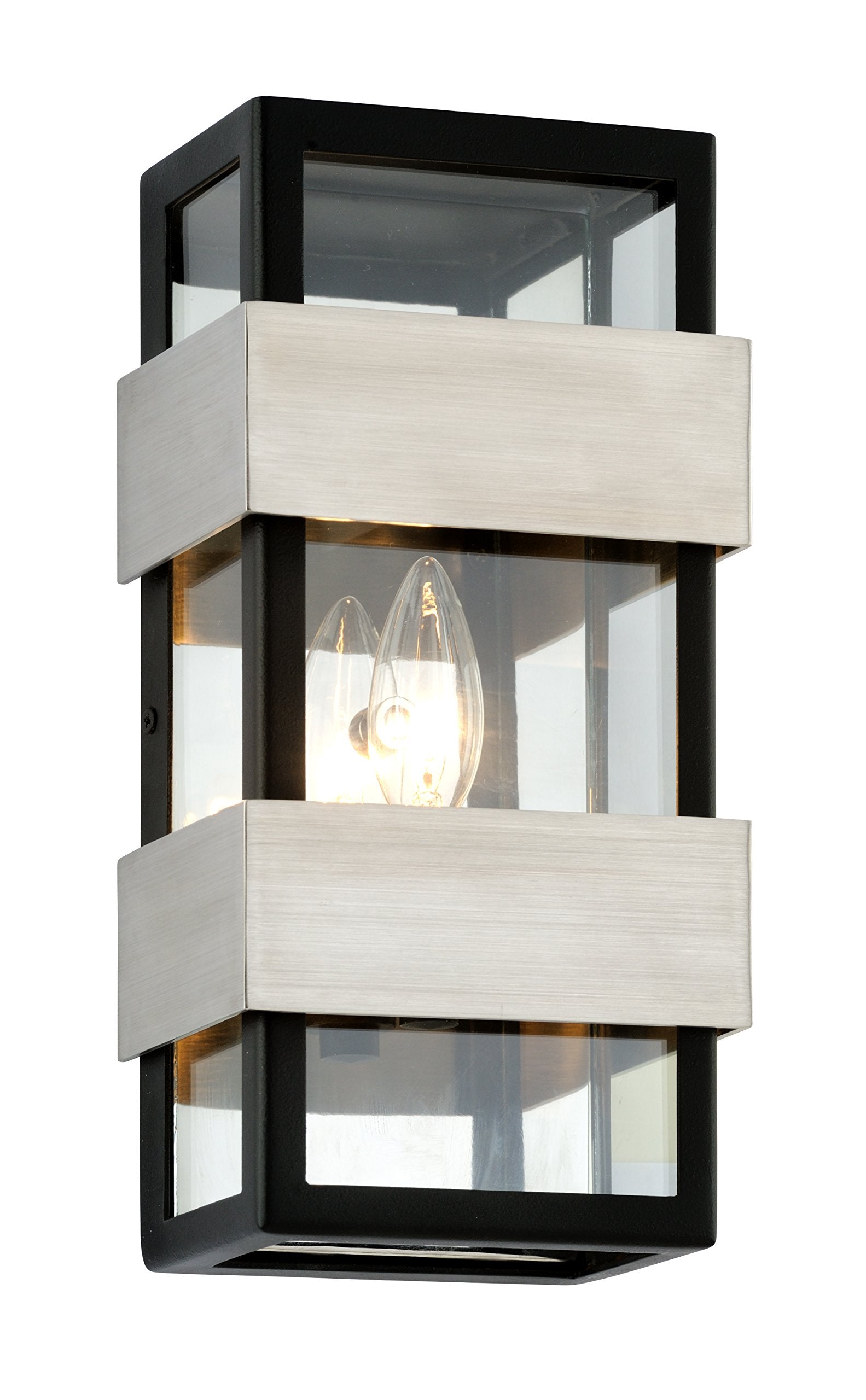 Troy-Standard B6521 Dana Point - 1 Light Wall Sconce 12 inches Tall and 5.75 inches Wide - Black with Brushed Stainless