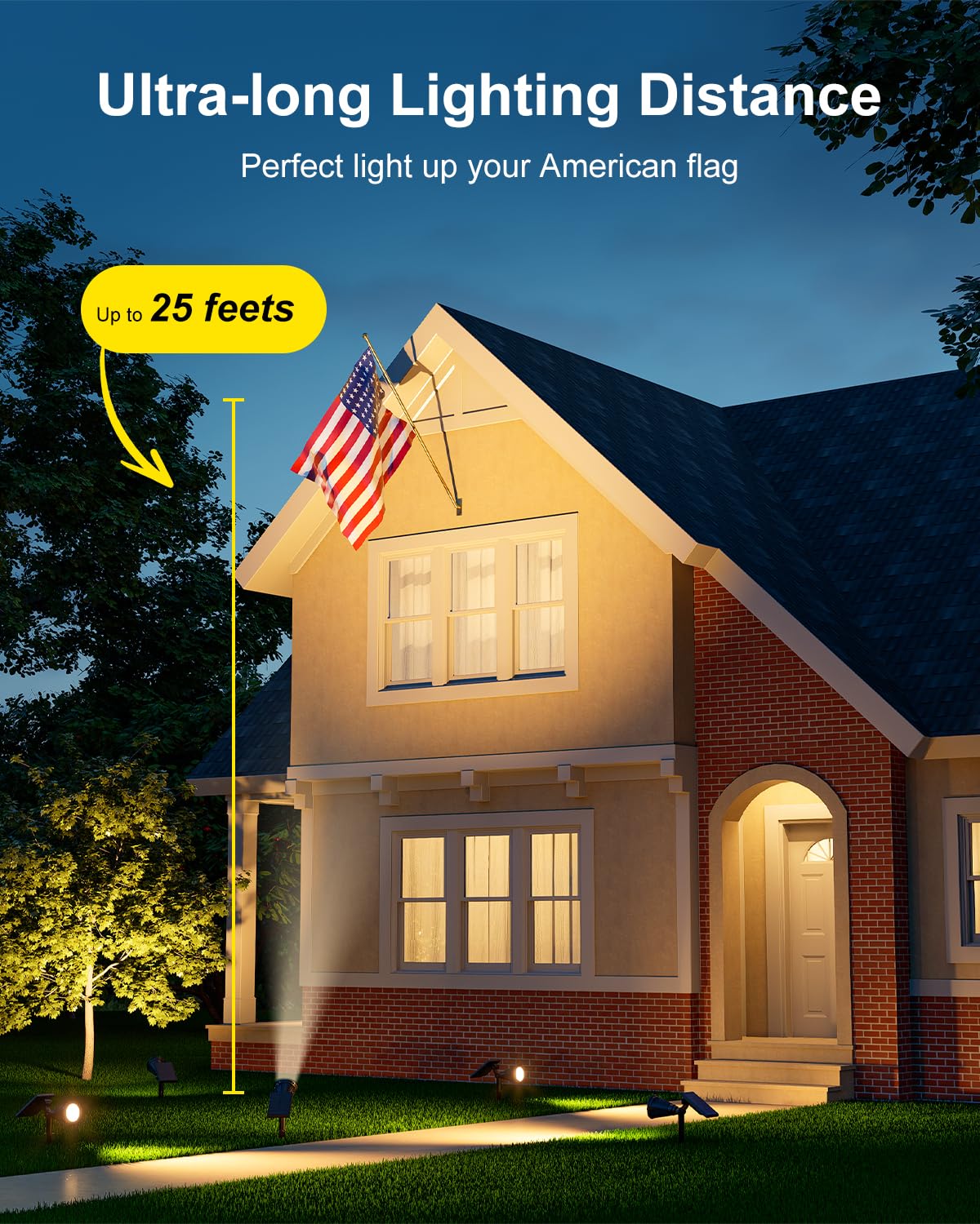 FALOVE Solar Spot Lights Outdoor, 2-in-1 Adjustable Wall/Ground Light, Auto On/Off, 1 Pack, Warm, Model YH0502C