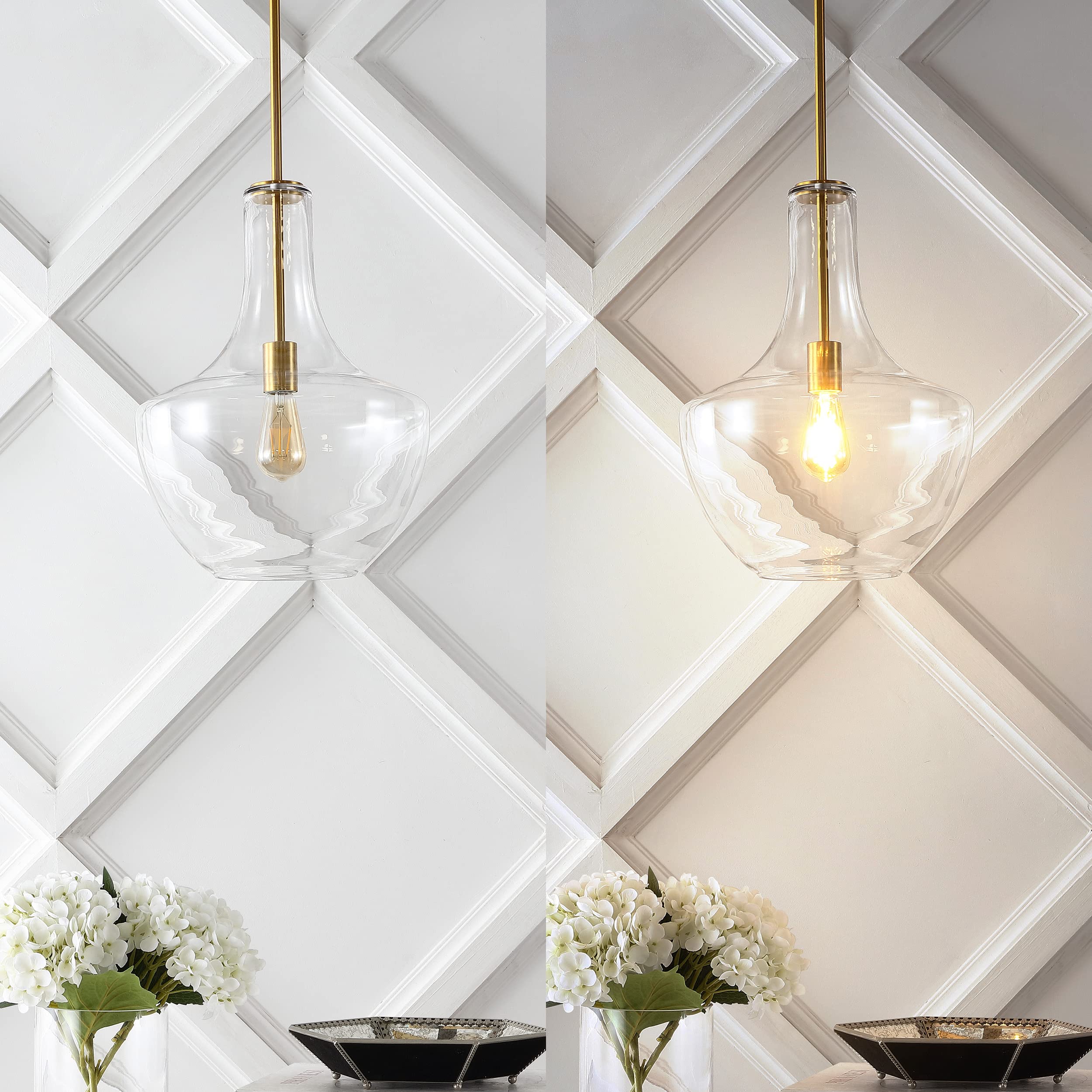 Jonathan Y Jyl6401C Watts 13.25'' 1-Light Mid-Century Modern Iron/Glass Led Pendant Contemporary, Coastal, Vintage Bedroom Livin