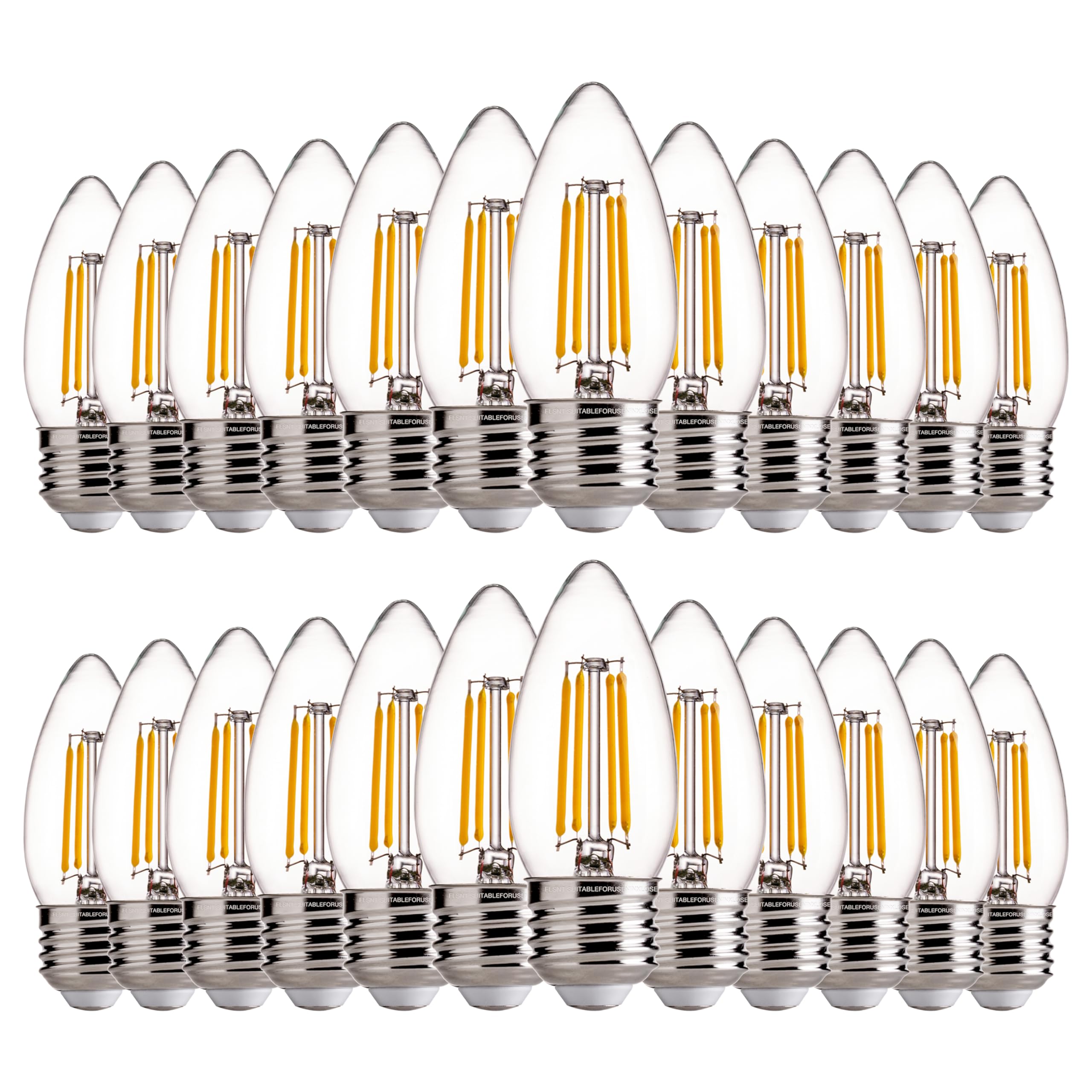 Flsnt Led Candelabra Light Bulbs 60W Equivalent E26 Base, Dimmable B11 Led Chandelier Light Bulbs, 2700K Soft White, 24 Pack