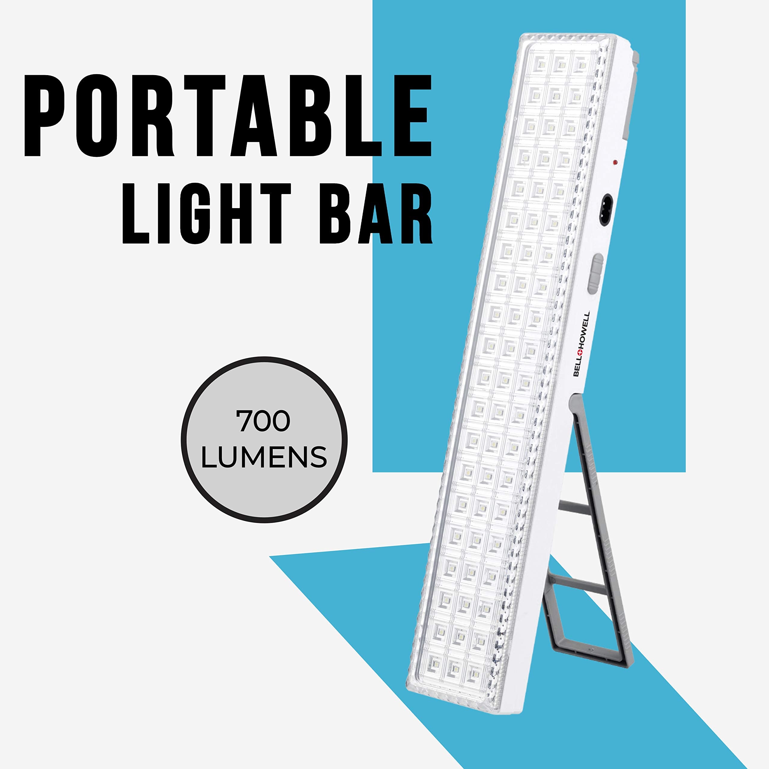 Bell+Howell Light Bar 16.5-Inches, 720-Lumens, Built-In 60-Led Bulbs, Rechargeable Portable Lamp With Folding Stand And Hanger As Seen On Tv, White