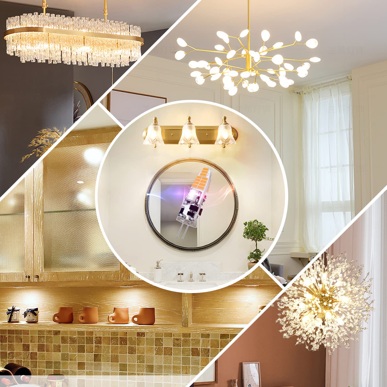 Agotd G4 Led Bulb  2W 12V G4 Bi Pin Bulb  G4 Equivalent 20W Bulb Replacement  Warm White 3000K No-Flicker  Chandelier Lighting/Landscape Lighting/Microwave Lighting(6 Pack)