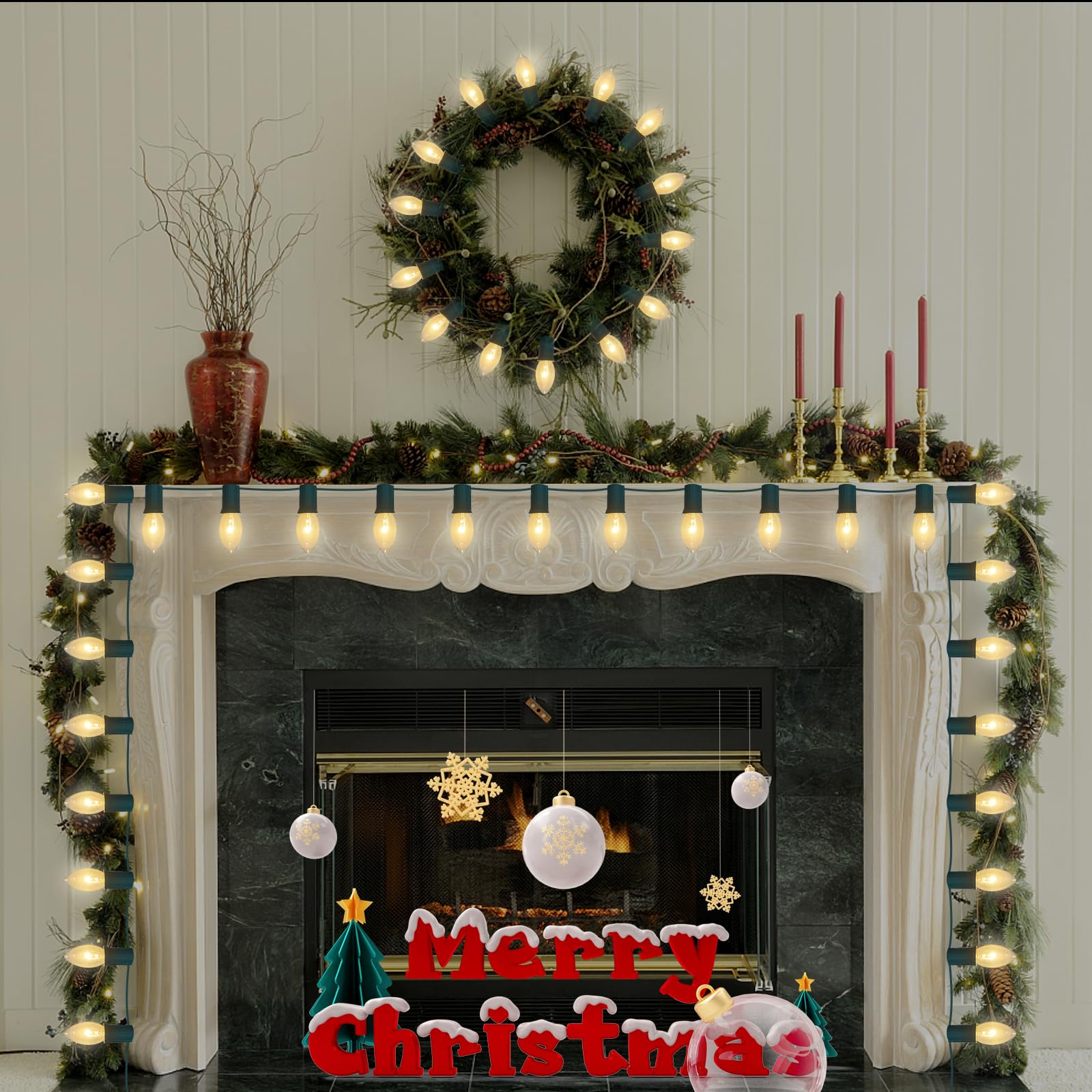 Goothy C9 Clear Christmas String Lights - 25Ft, 26 Warm White Bulbs, Ul Listed For Outdoor Patio Garden Decor