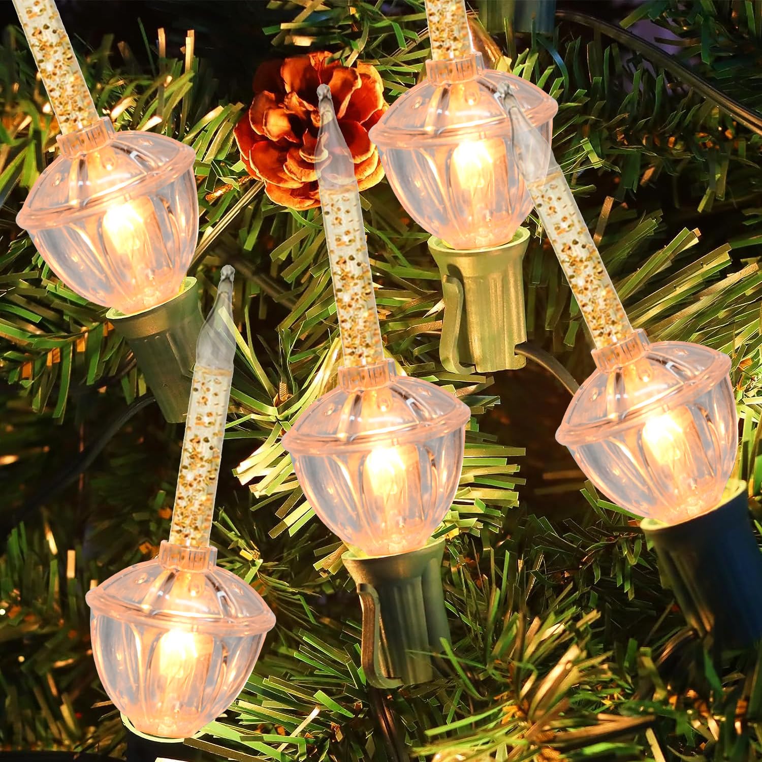 SOTOPOO Multicolor Bubble Light Replacement Bulbs, 4 Pack E12 Base, 5W Vintage Christmas Tree Lights for Holiday Decor