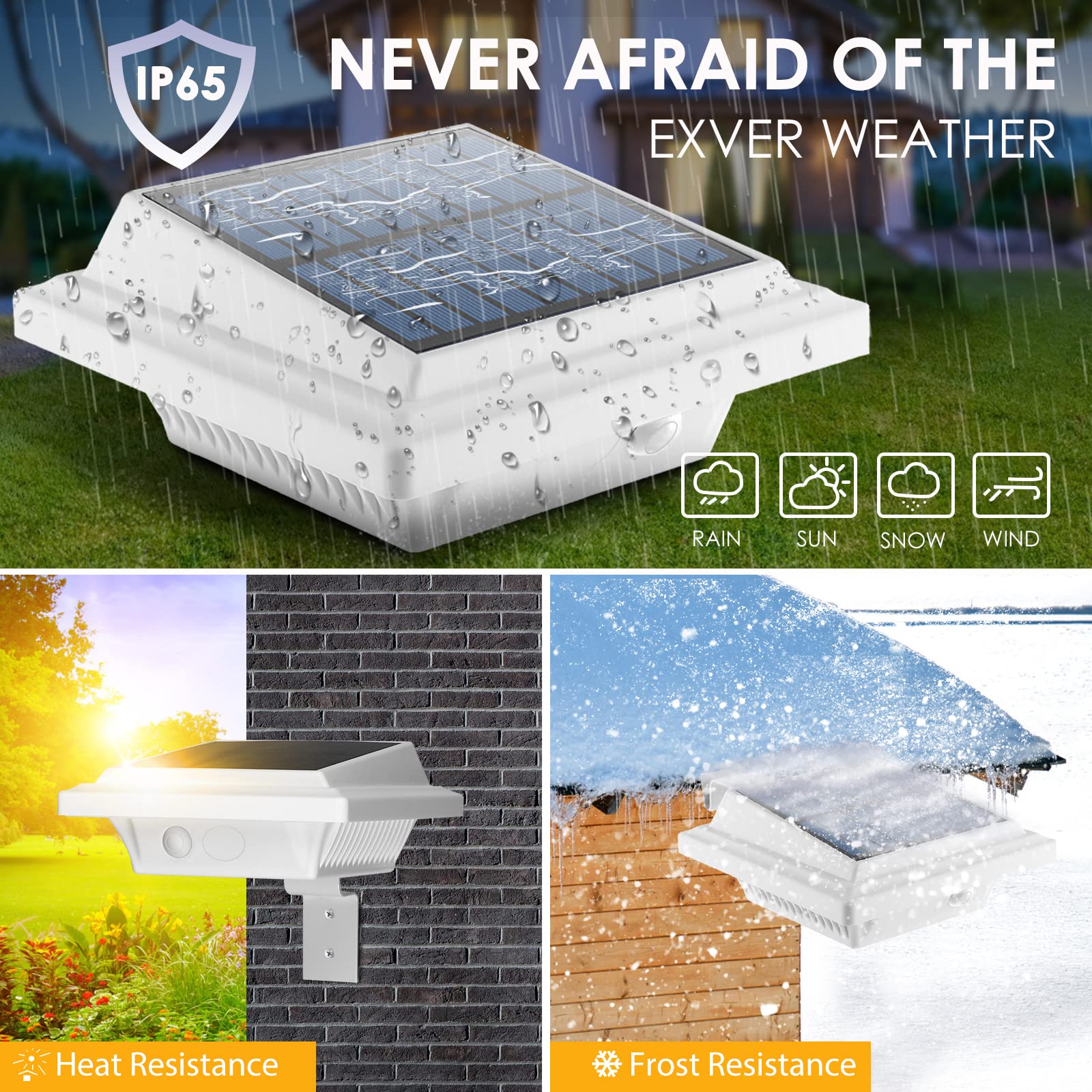 UniqueFire Solar Gutter & Fence Lights - 40 LED Waterproof Lamps, 6PCS White Warm Light, Plastic, Model 40LED_WWWx6