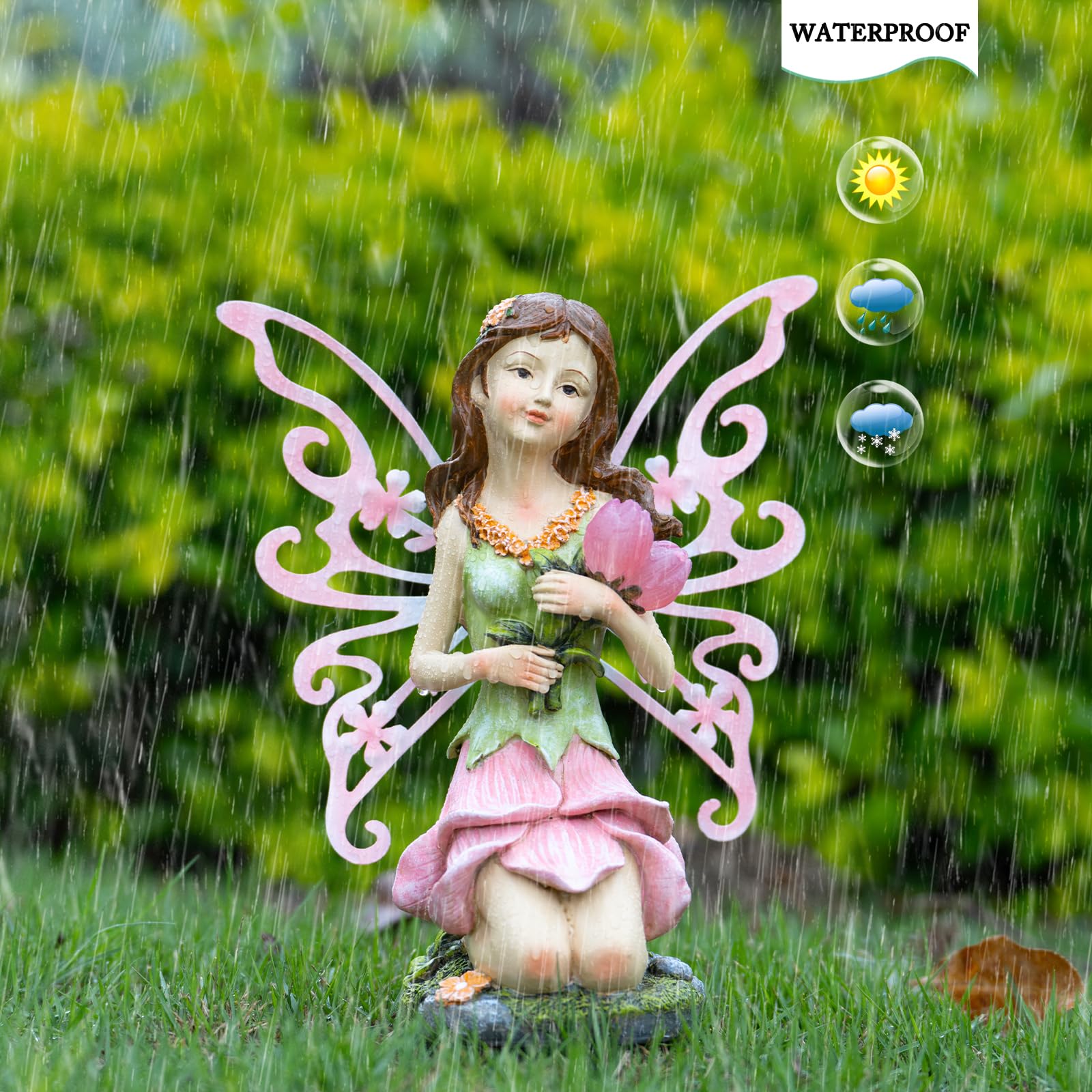 Suyorpe Garden Fairy Decor,Solar Outdoor Statues, Fairy Garden Accessories, Fairy Figurine For Outside Garden Gifts,Resin Ornaments For Patio Yard Lawn,Size8.35 X 4.92 X 10.82 Inches