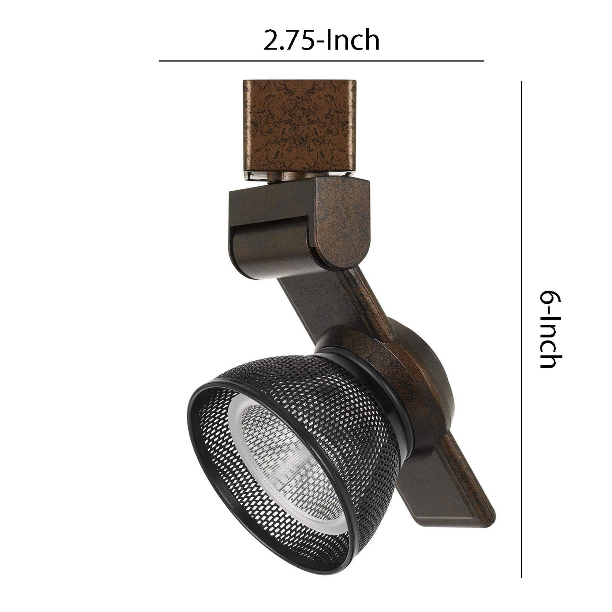 Benjara 12W Integrated Led Metal Track Fixture With Mesh Head, Bronze And Black