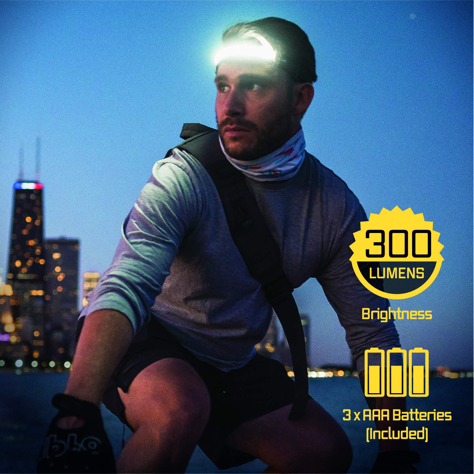 Liteband Flex 300 Lumens Led Headlamp Rechargeable Battery Powered Best Rated Super Light Head Lamps For Adults Forehead, Bright