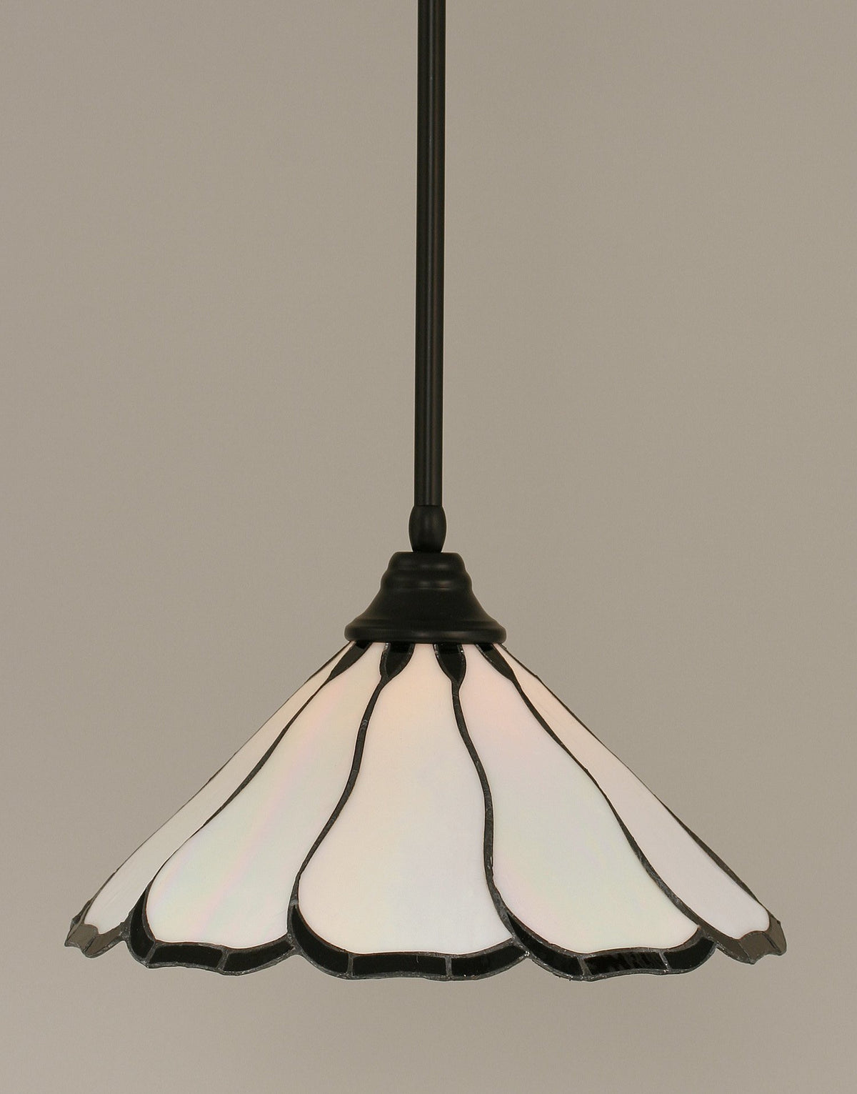 Toltec Lighting 26-Mb-912 Stem Pendant With Hang Straight Swivel With 16&quot; Pearl And Black Flair Tiffany Glass, Matte Black Finish