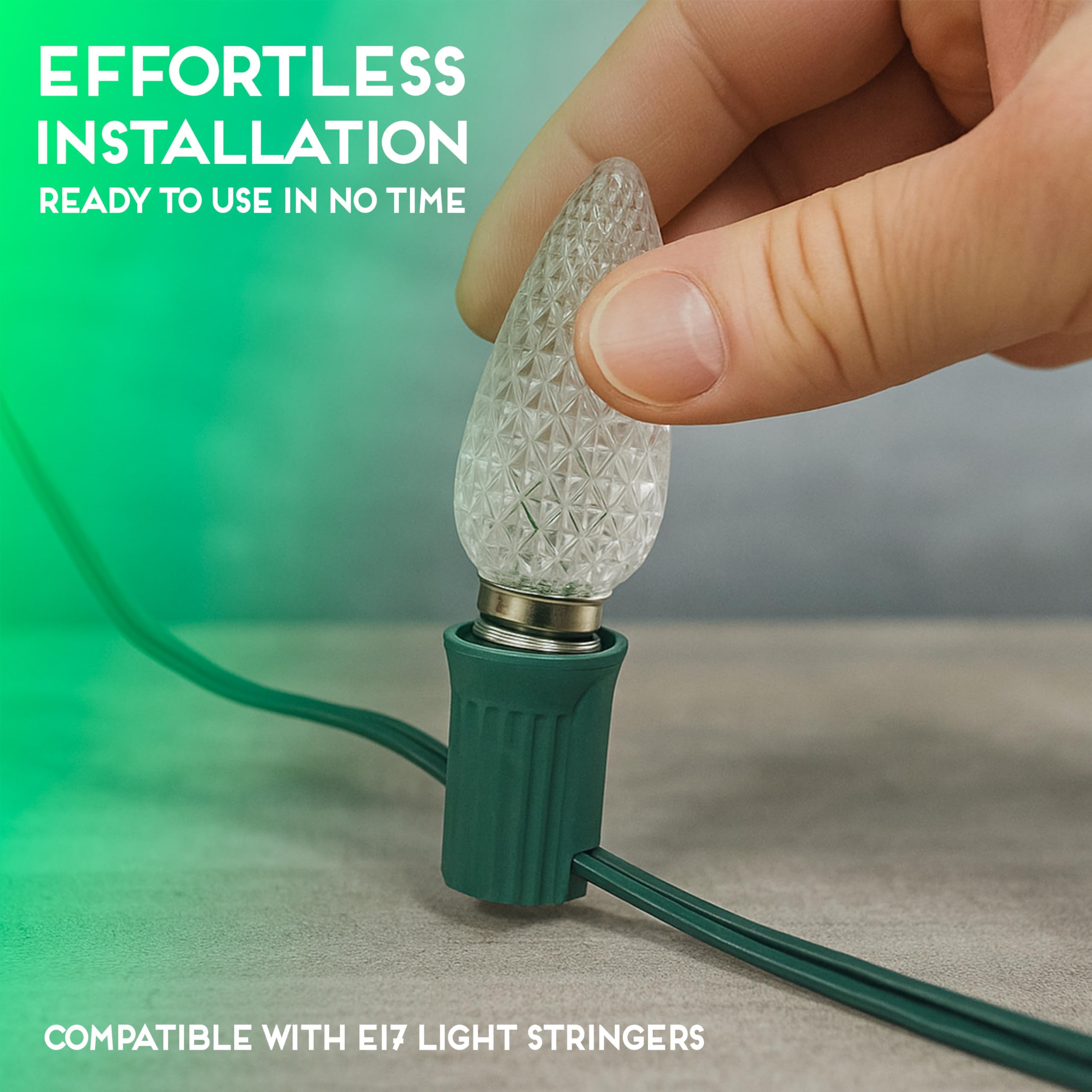 Hlo Lighting Set Of 500 Green C9 Faceted Led Christmas Light Bulbs For Indoor & Outdoor Use | Durable Replacement Bulbs