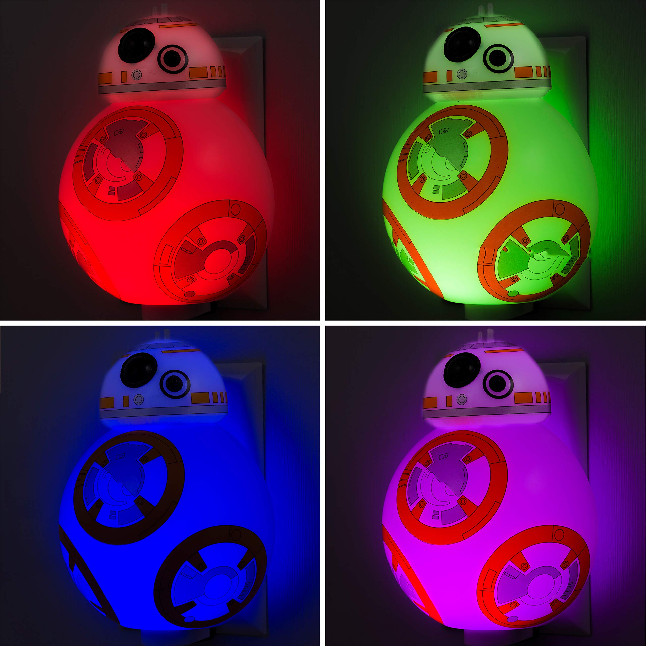 STAR WARS BB-8 LED Night Light, Color Changing, 1 Pack, Model 43429, Dusk-to-Dawn Sensor, White - Ideal for Bedroom, Nursery, Hallway