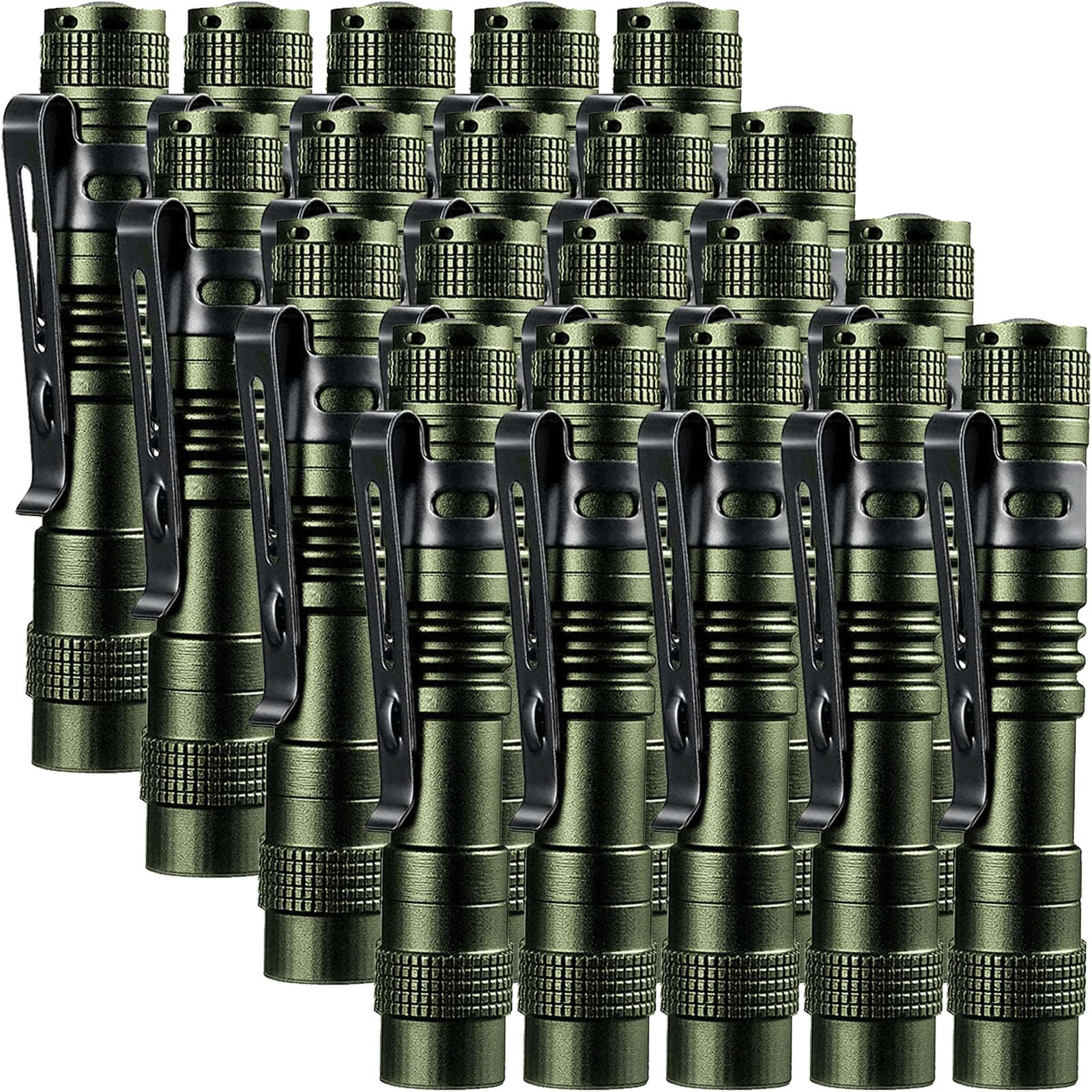 Beieverluck Mini LED Pen Light Flashlight, Waterproof, Small, Green, Model NUM0171, 20 Pack
