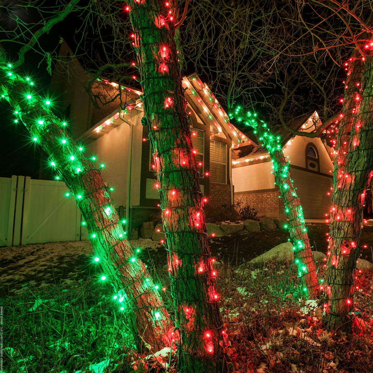 5Mm Led Wide Angle Red Prelamped Light Set, Green Wire - 70 5Mm Red Led Christmas Lights, 4" Spacing