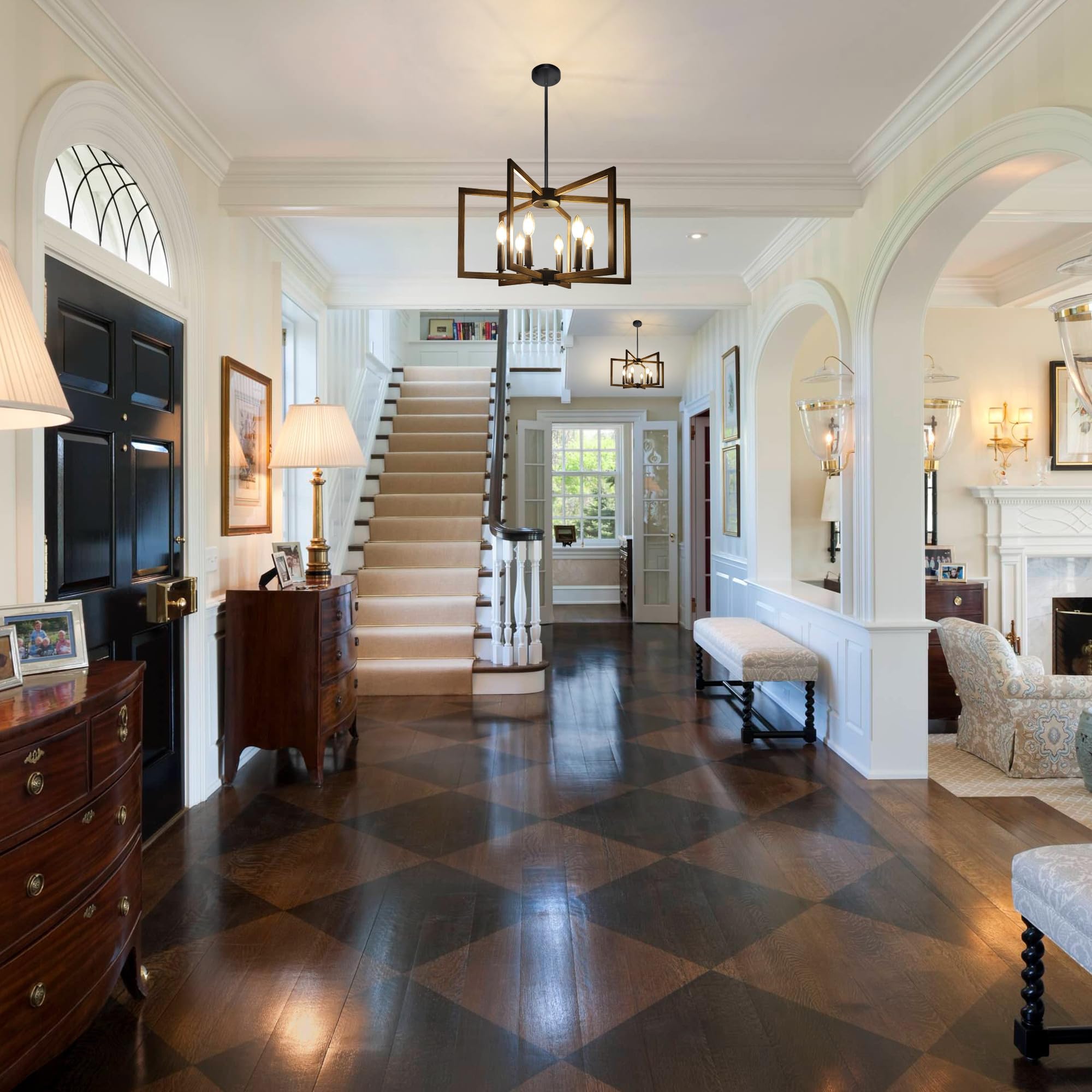 Klgxnrd 6-Light Modern Farmhouse Pendant Lights For Kitchen Island, Vintage Geometric Dining Room Lighting Hanging, Industrial C