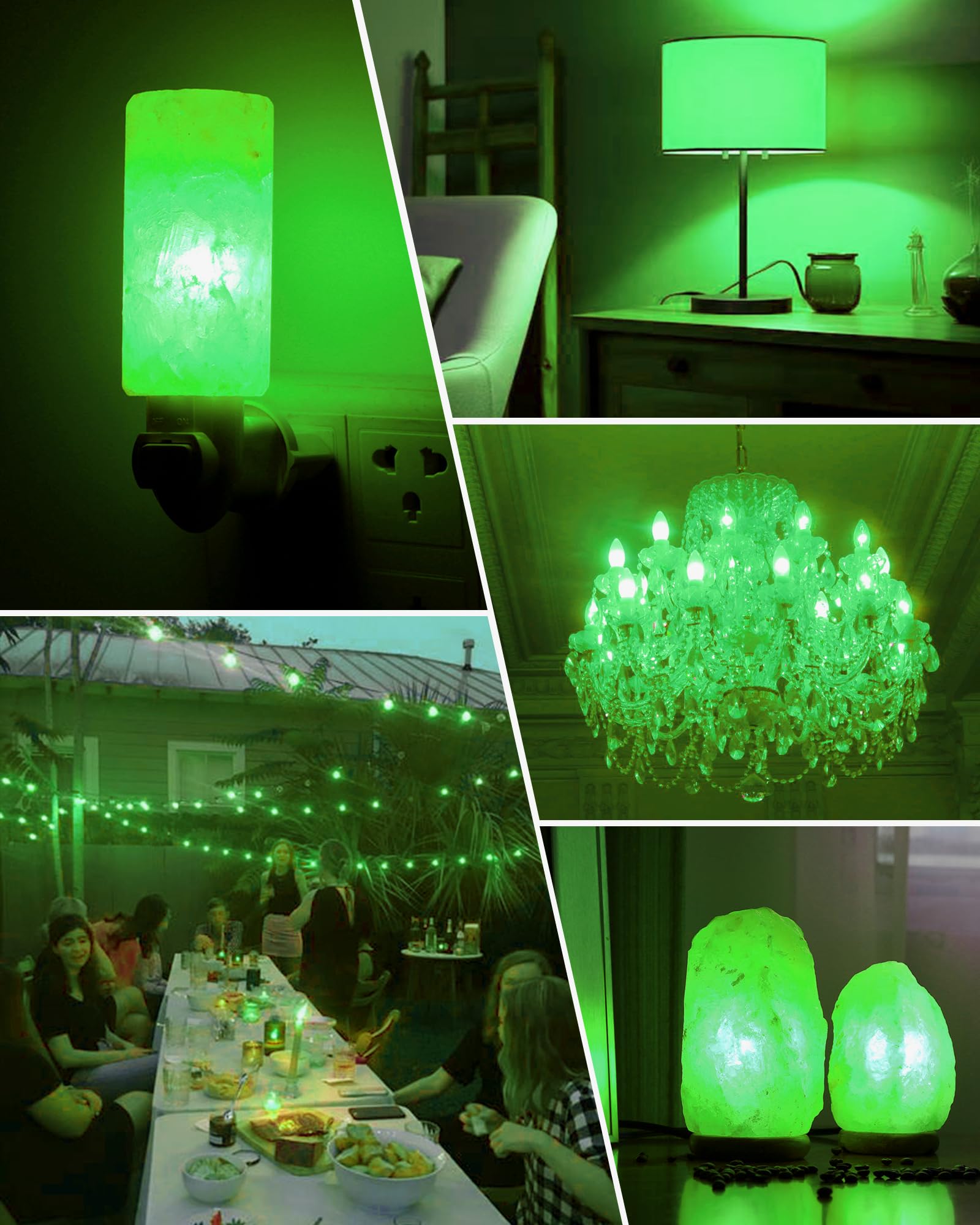 EvaStary C7 LED Green Candle Light Bulbs, 0.6W Equivalent, 6 Pack for Indoor/Outdoor Christmas & Party Decor